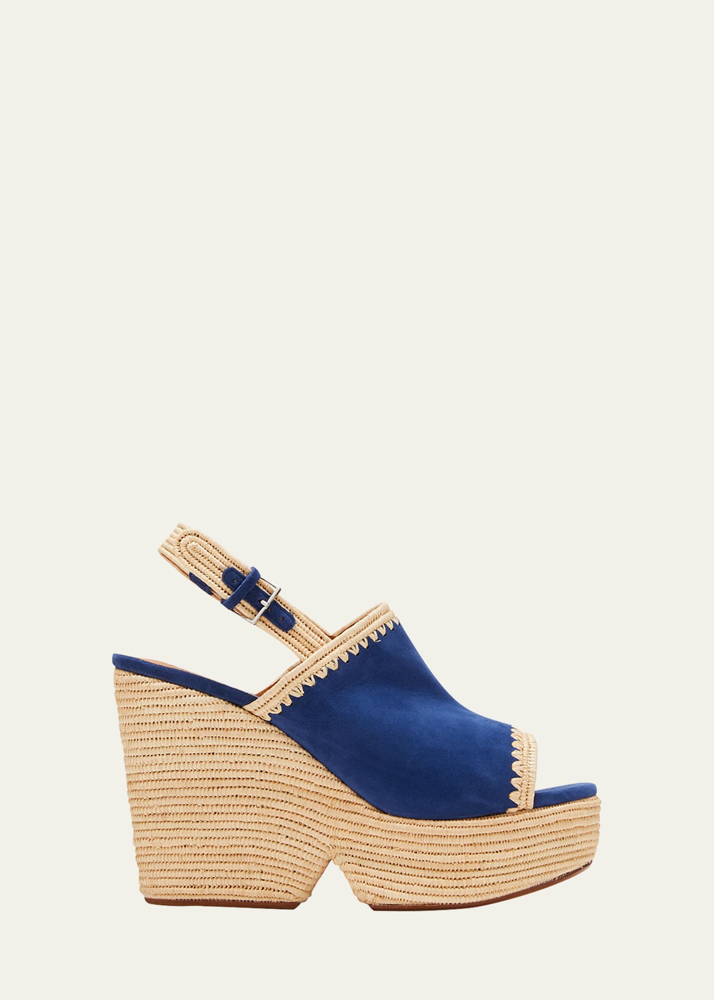 Damya Suede Raffia Slingback Platform Sandals