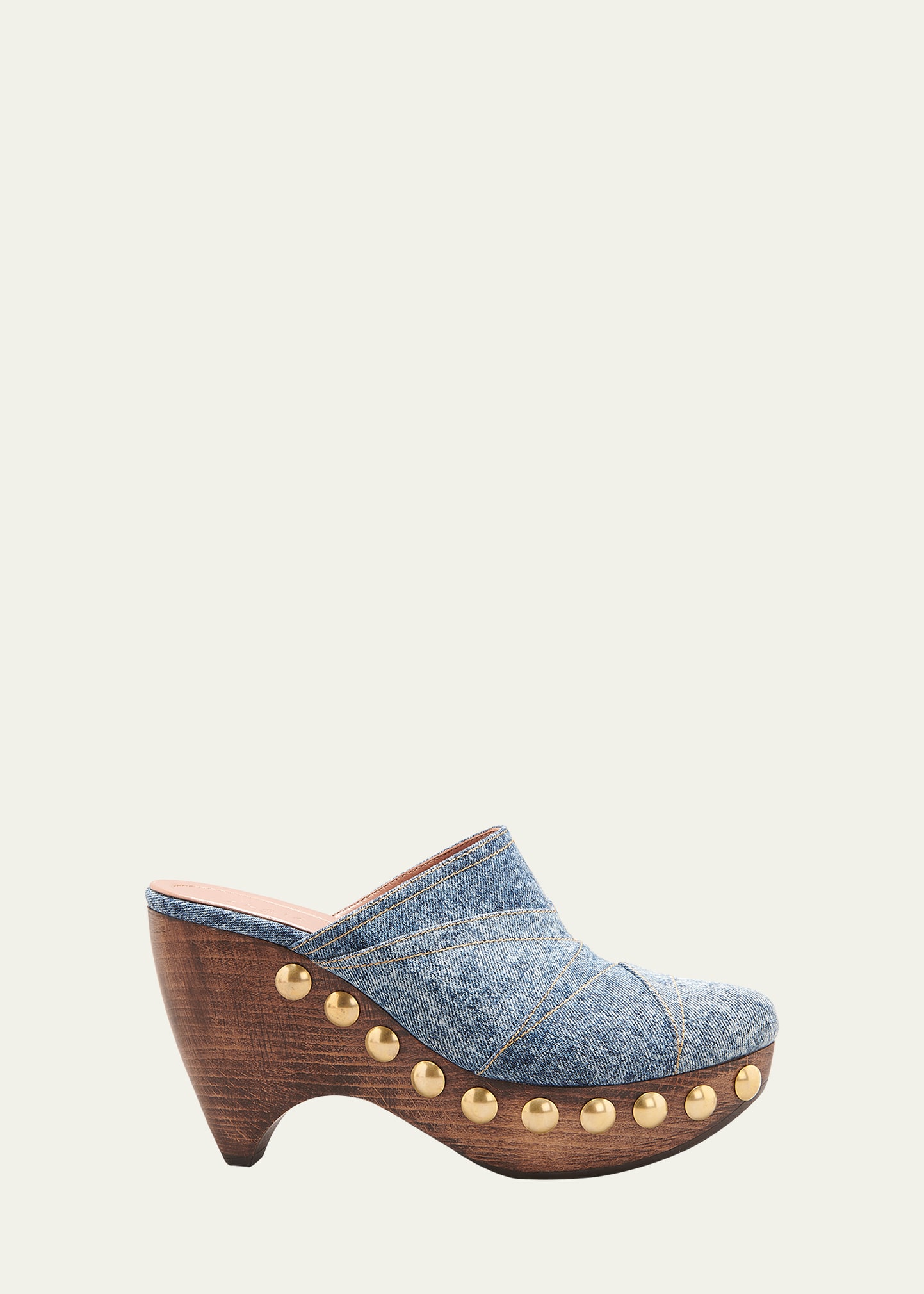 Alaïa Denim Sculpture Wood-heel Clogs In 507 Bleu Jeans