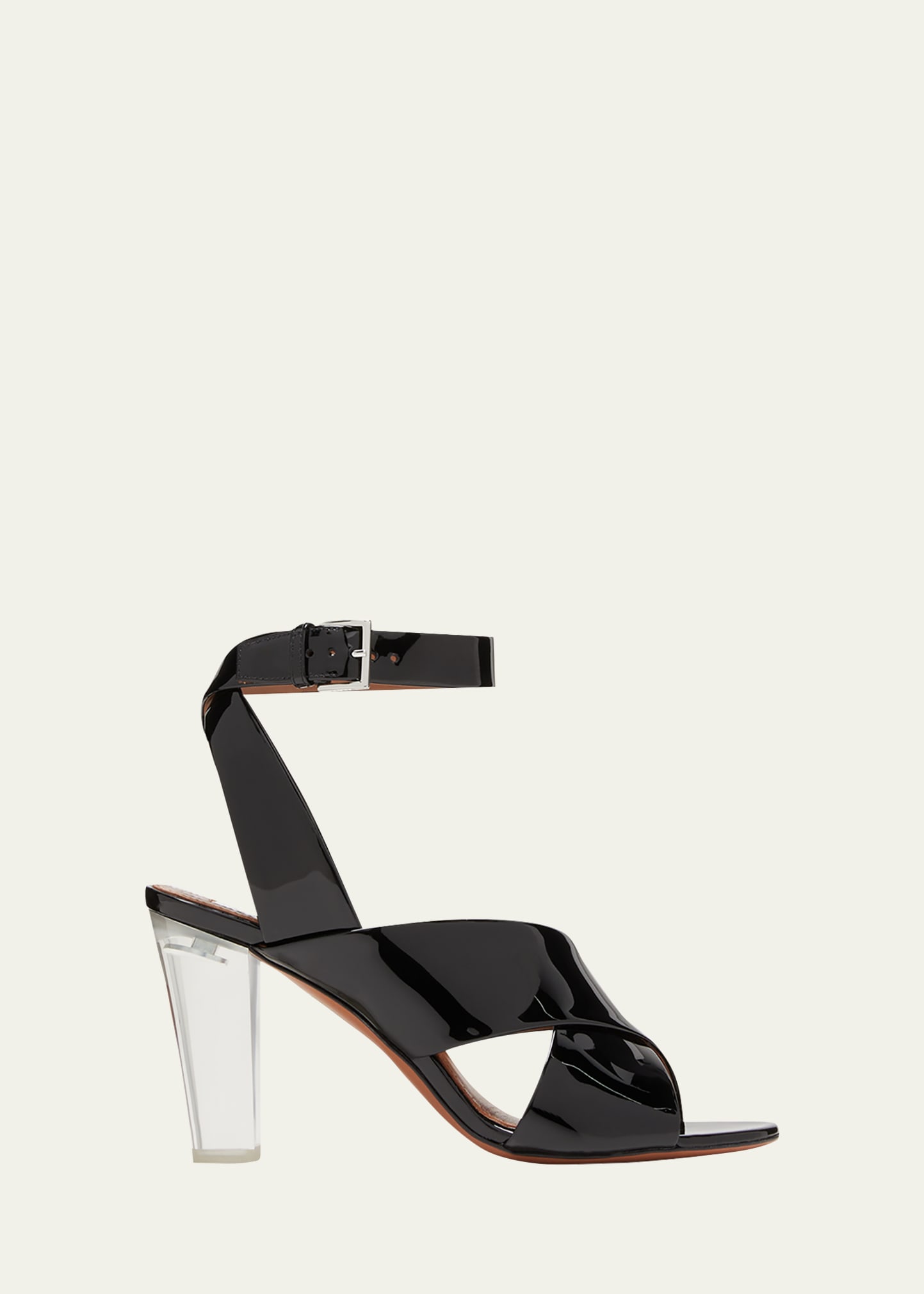 Patent Crisscross Clear-Heel Sandals