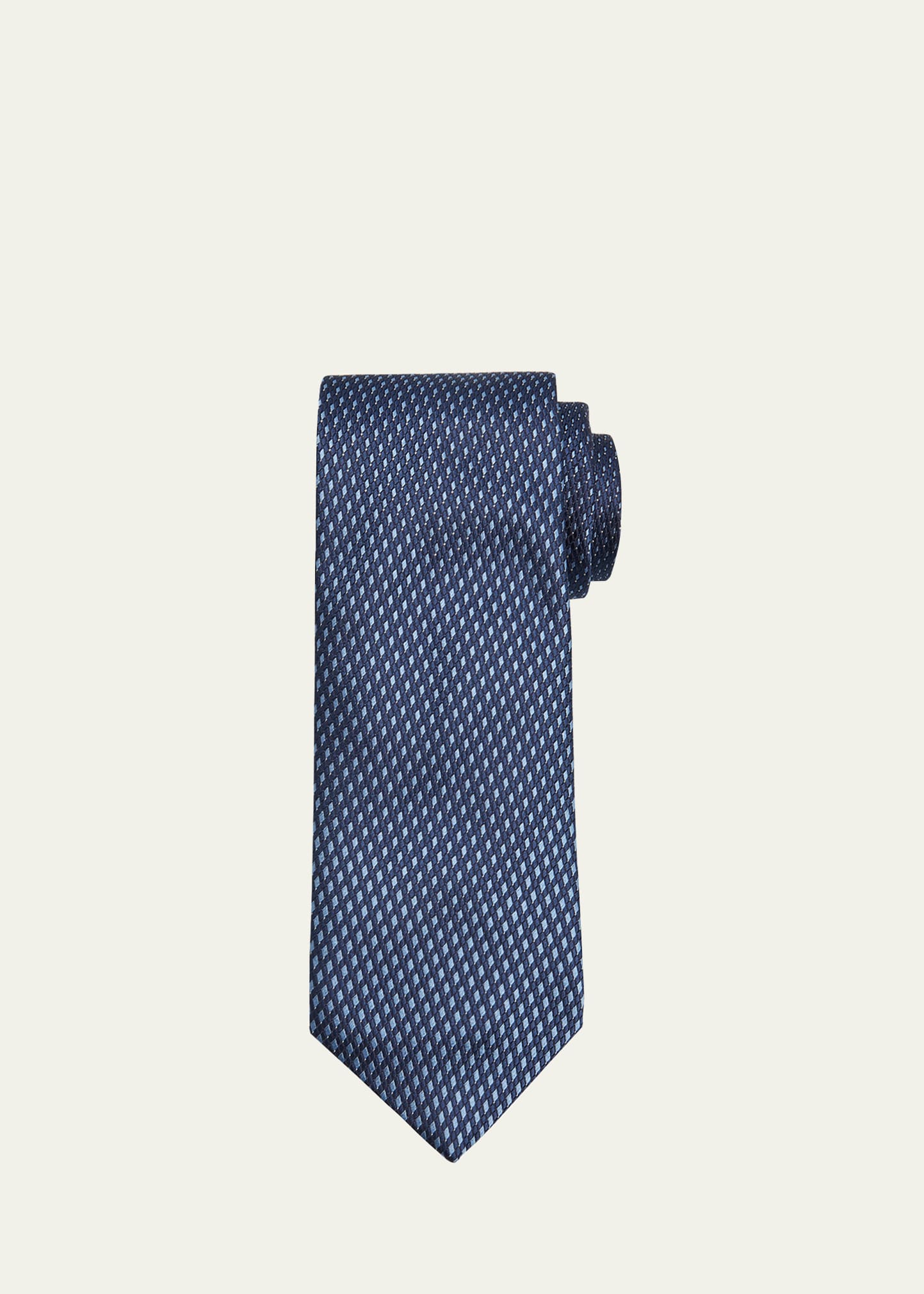 Brioni Men's Micro-diamond Silk Tie In Navylt Bl