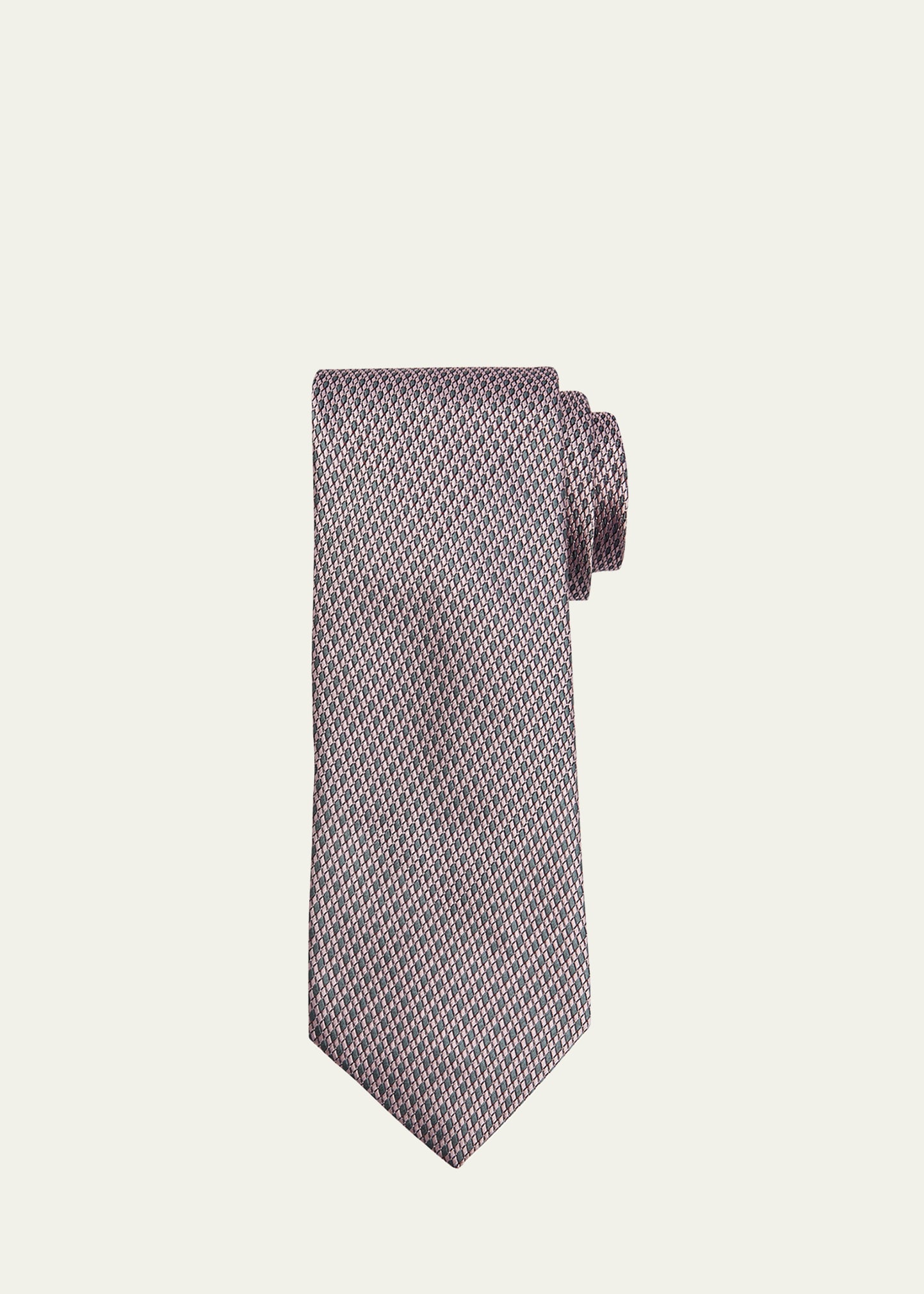 Shop Brioni Men's Micro-diamond Silk Tie In Lacquer