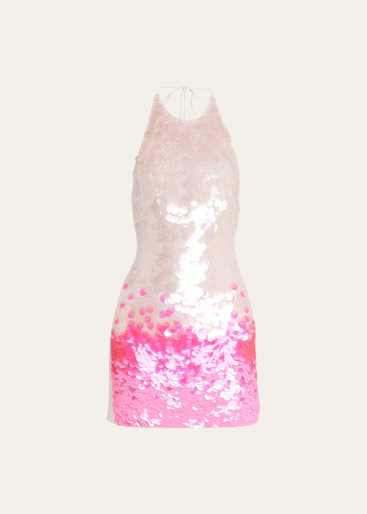 David Koma Gradient Sequined Halter Minidress In Neon Pink