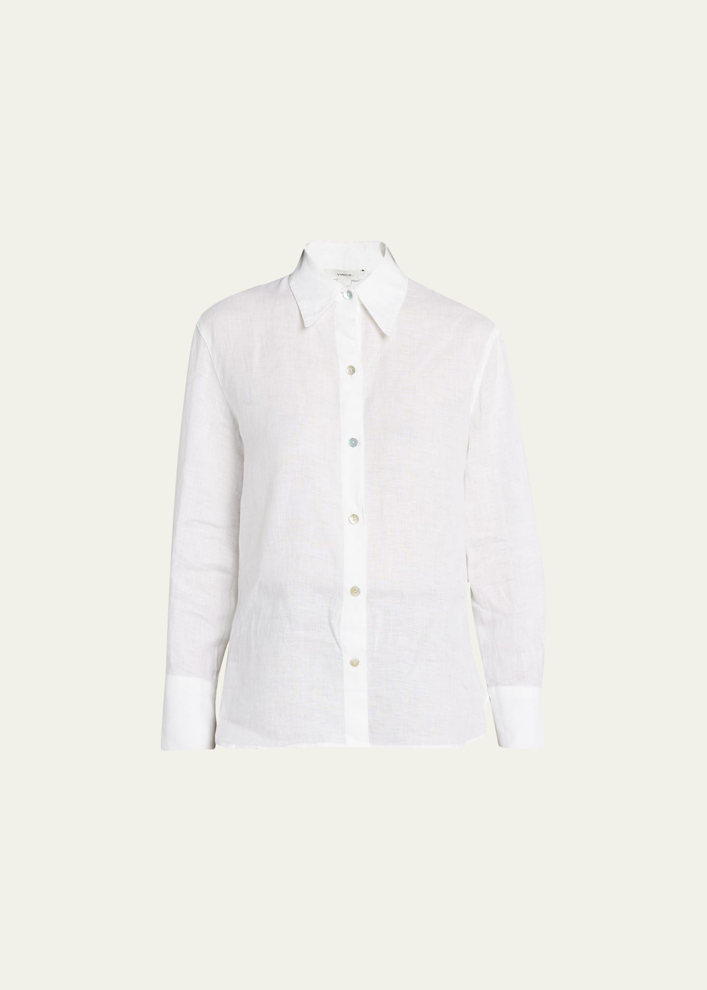 Vince Relaxed Linen Button-front Shirt In Optic White