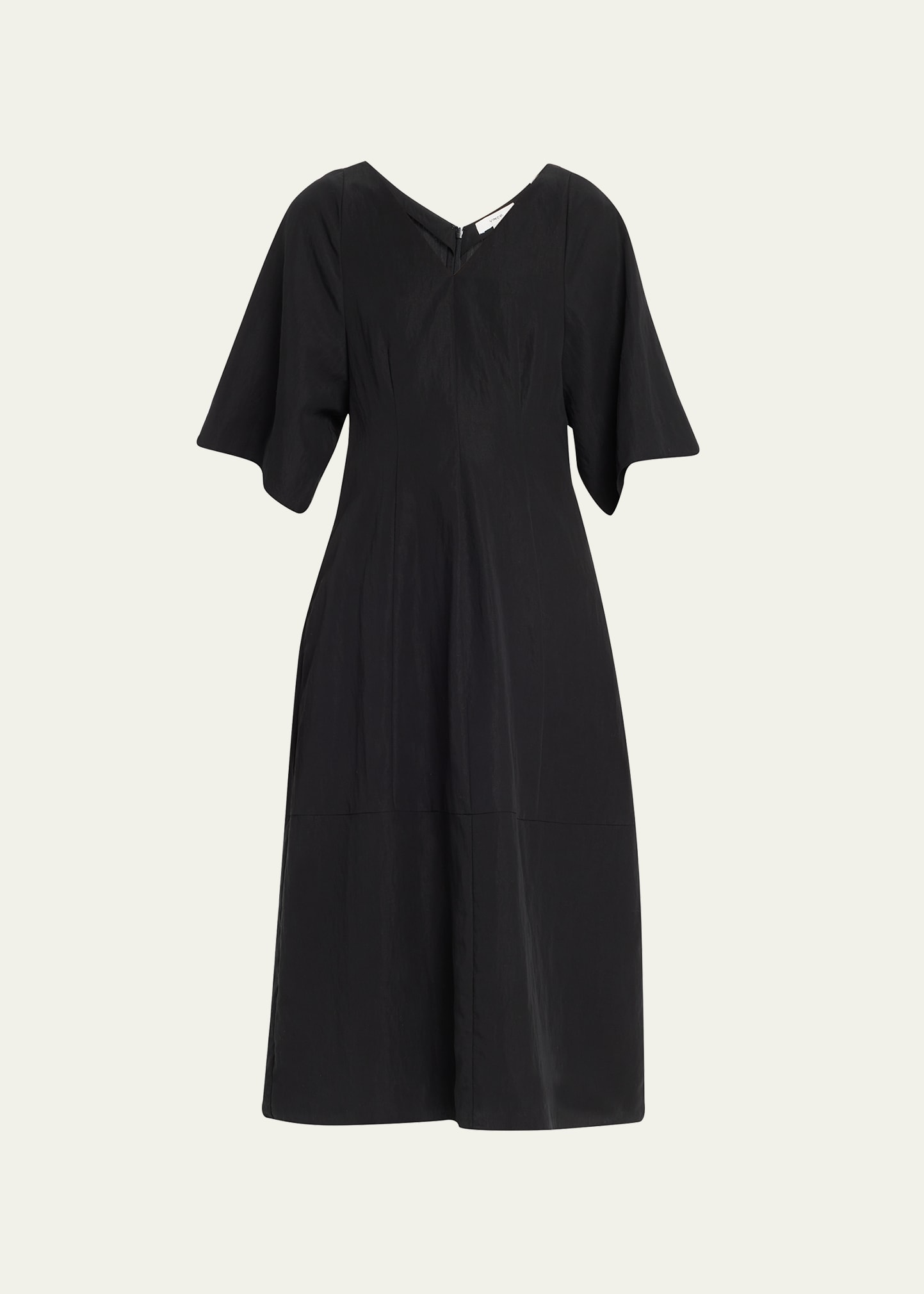 Vince V-neck Flutter Sleeve Midi Dress In Black - 001blk