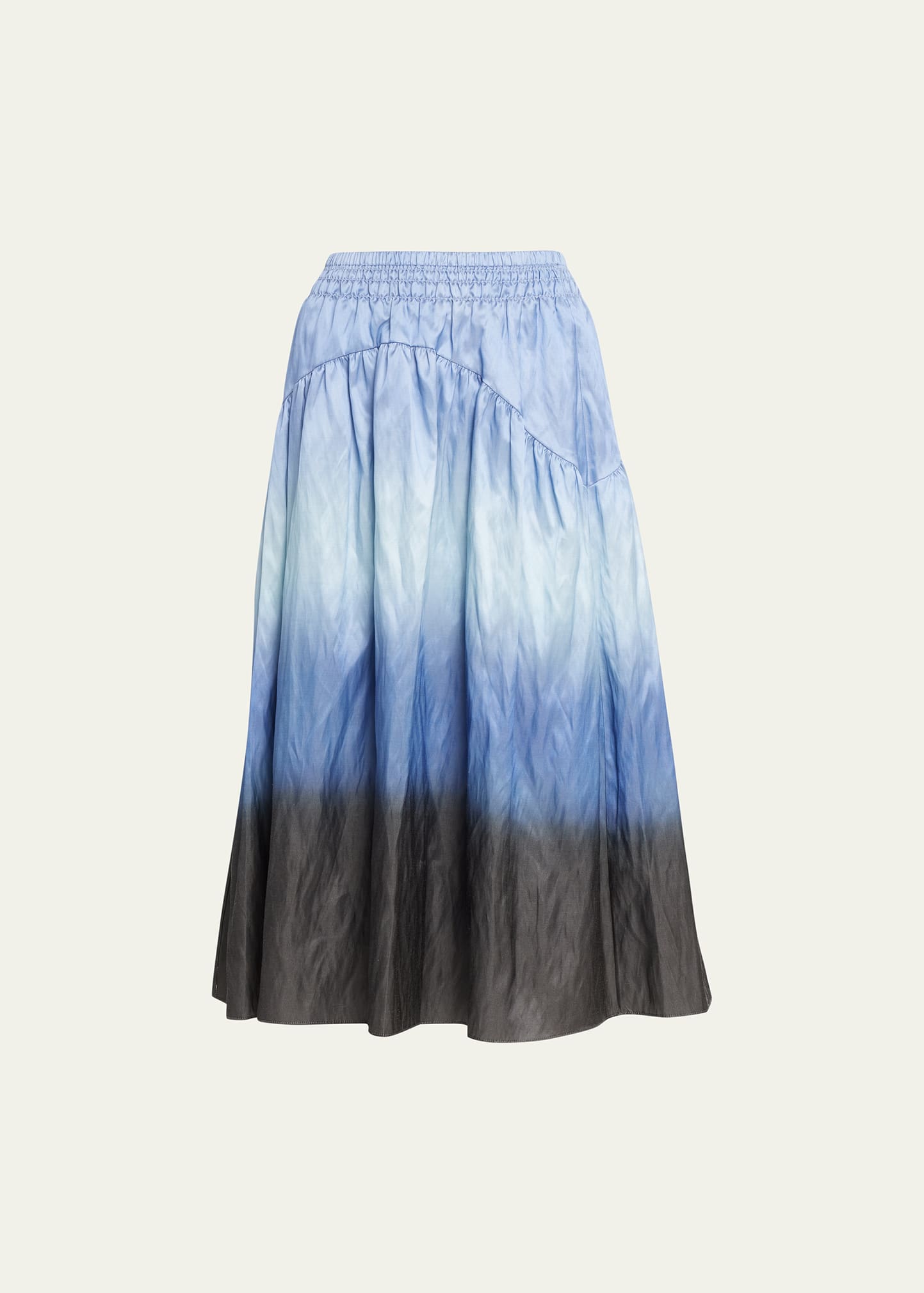 Vince Gathered Ombré Cotton-blend Midi Skirt In Kyanite - 461kyn