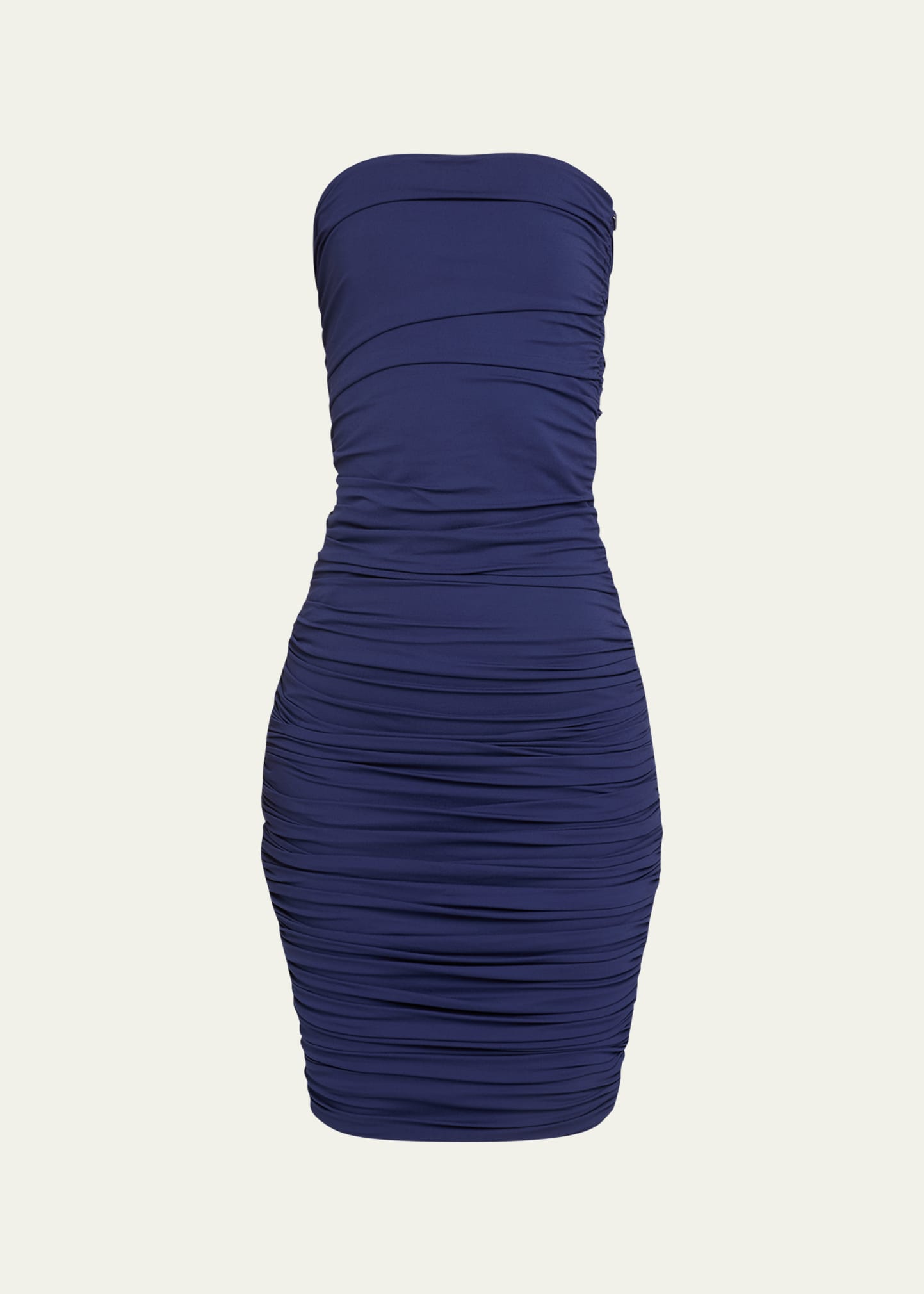 Michael Kors Collection Strapless Midi Dress In Navy