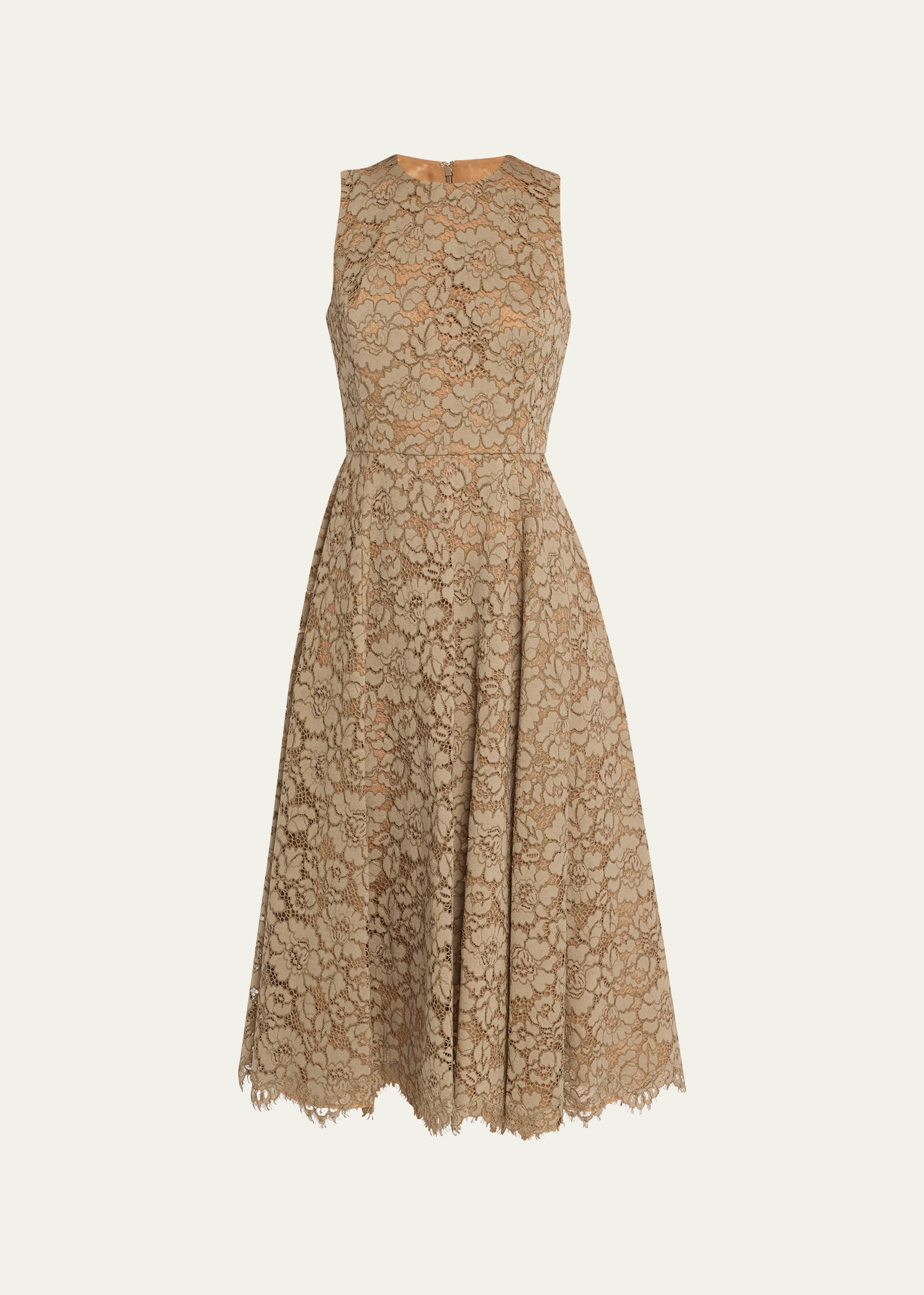 MICHAEL KORS LARGE FLORAL LACE SLEEVELESS MIDI DRESS