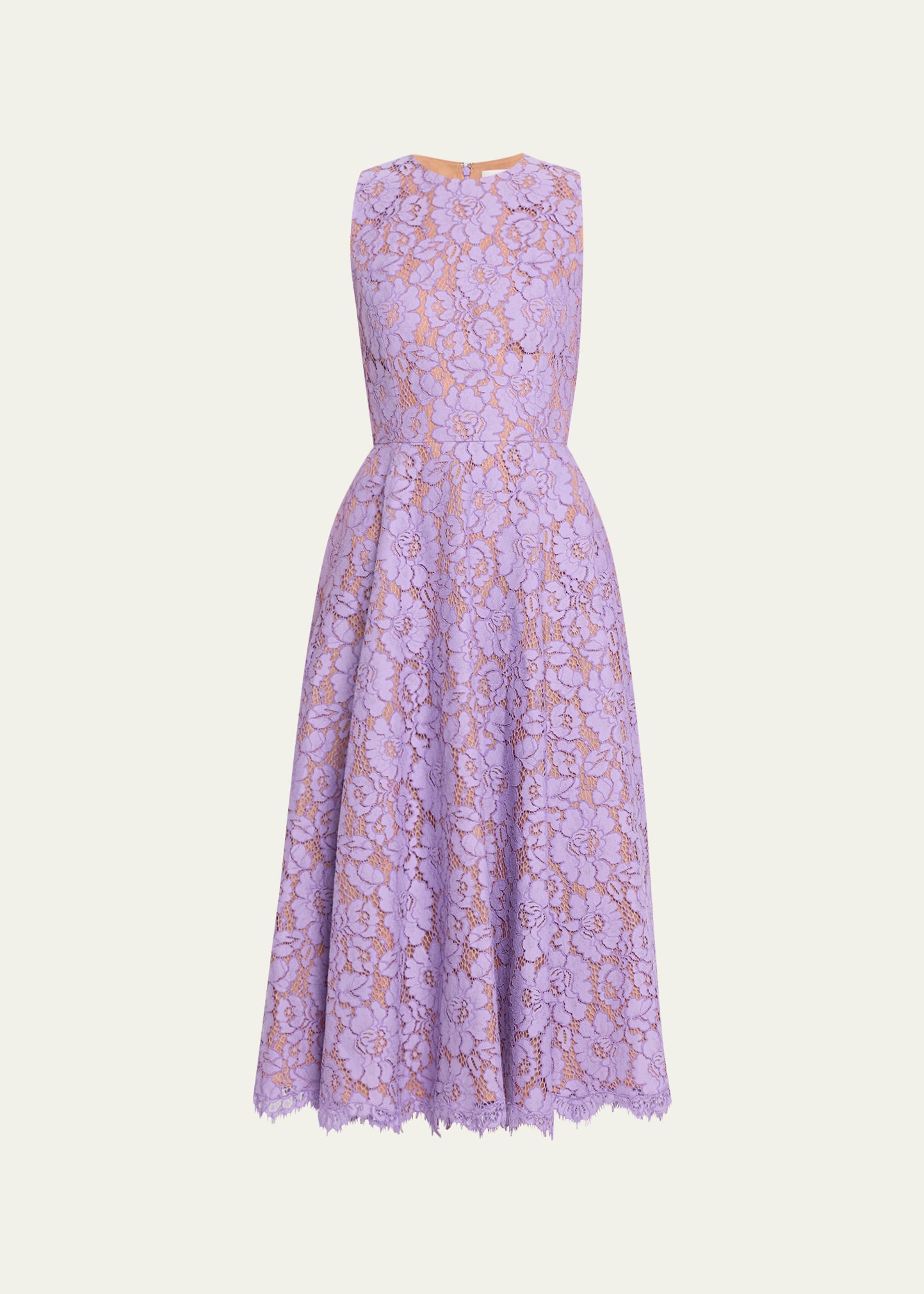 Shop Michael Kors Large Floral Lace Sleeveless Midi Dress In Freesia