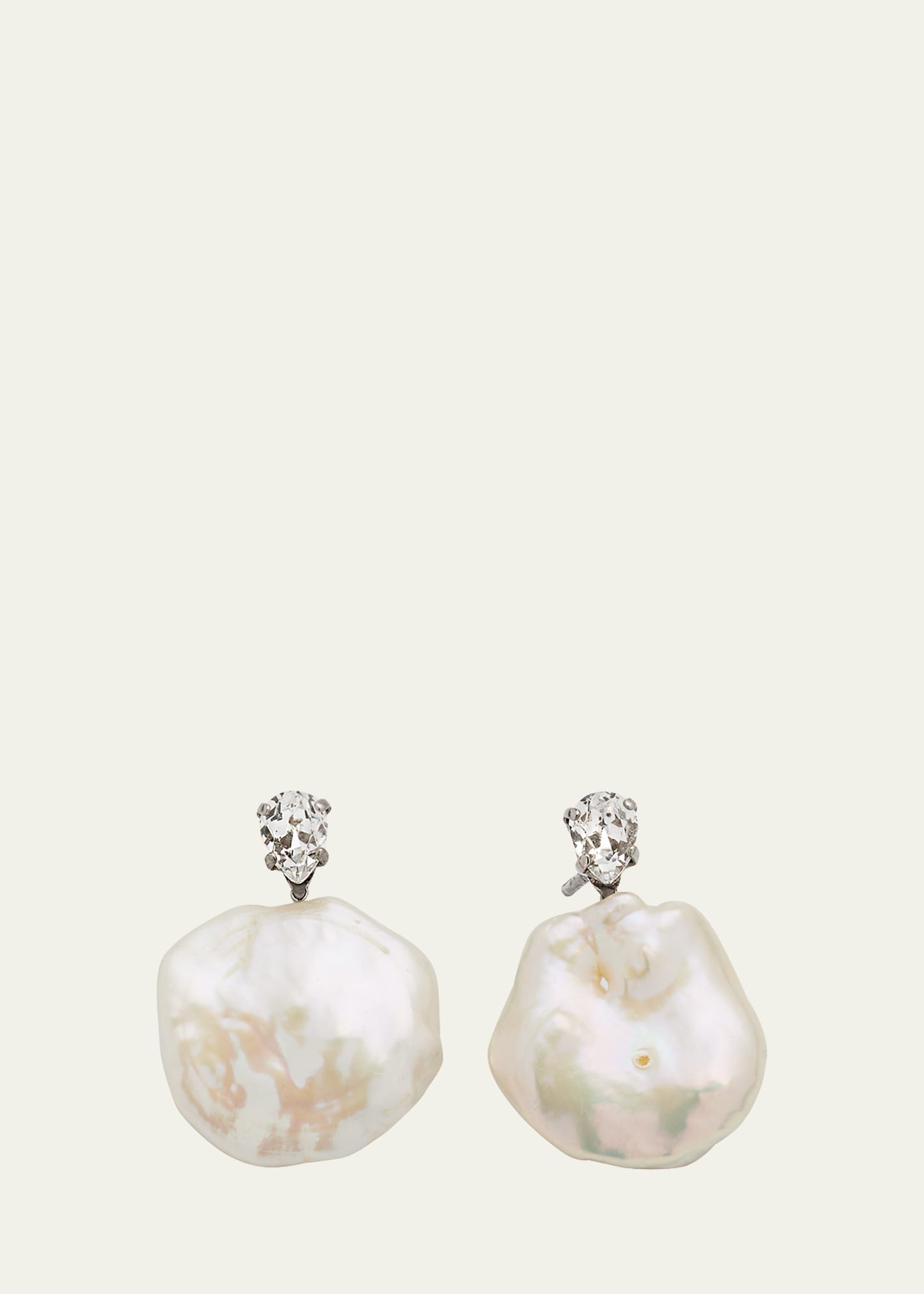 Simone Rocha Natural Pearl Crystal Stud Earrings