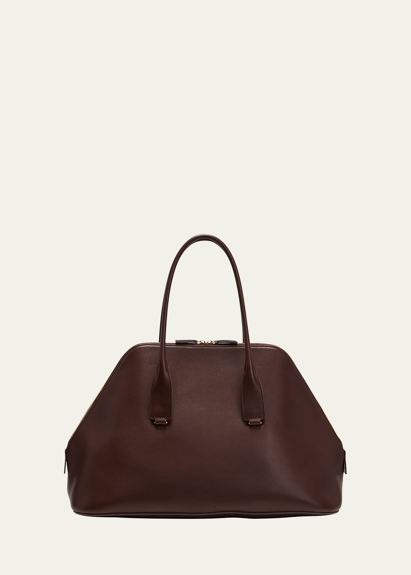 The Row Devon Medium Top-handle Bag In Saddle Leather In Burgundy