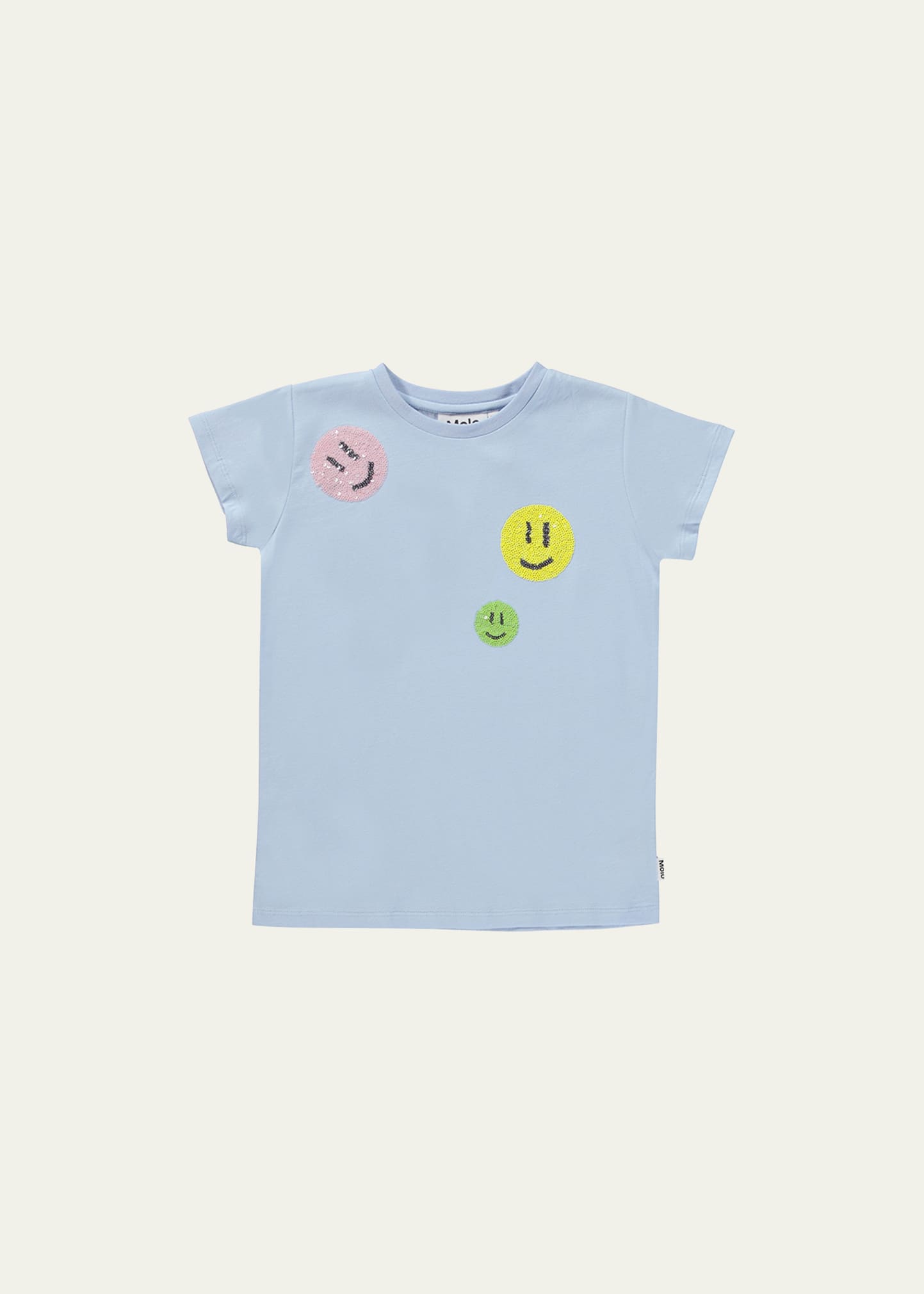 Girl's Ranva Sequin Smiley Tee, Size 4-7