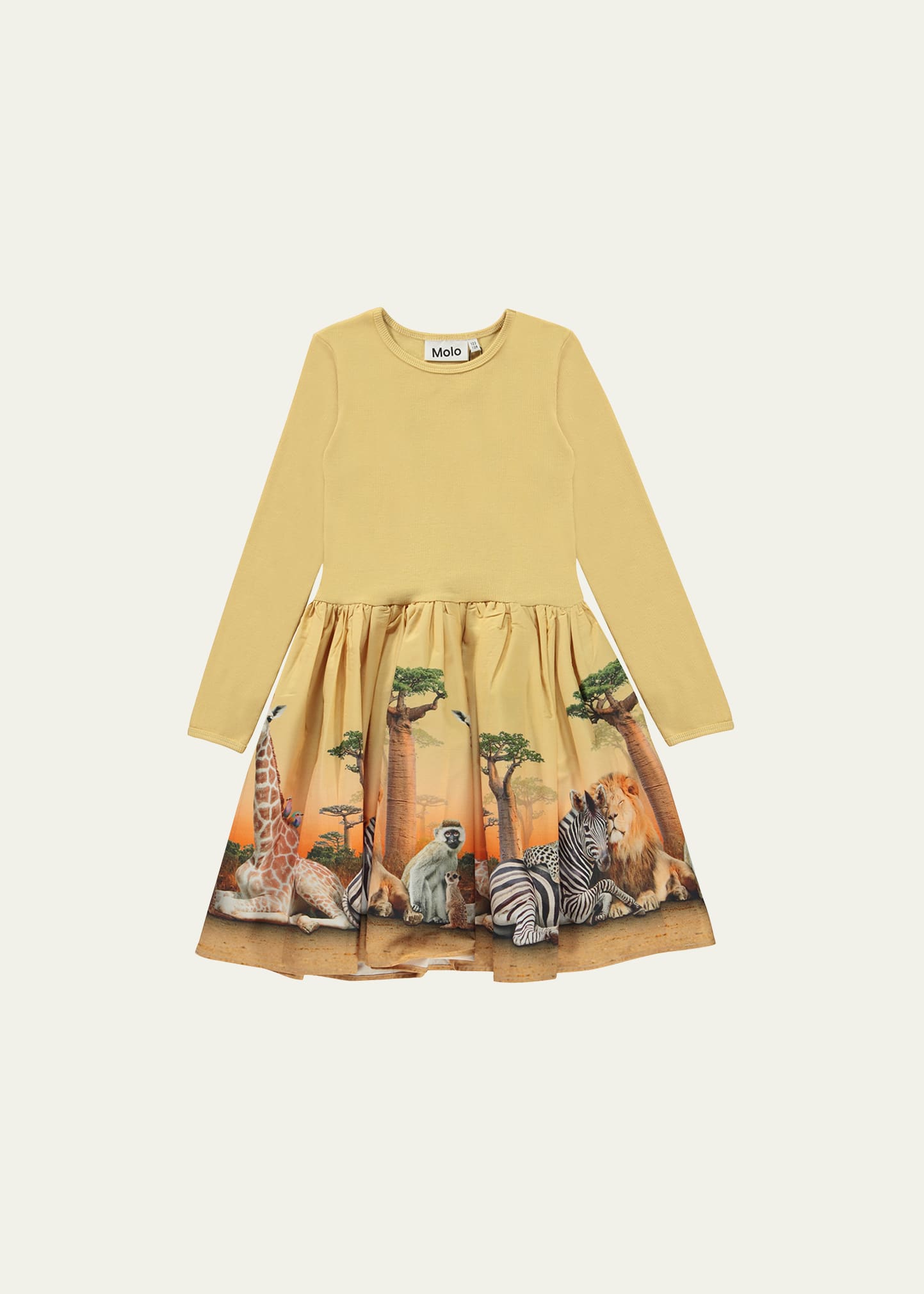 Girl's Casie Combo Dress with Animals, Size 4-7