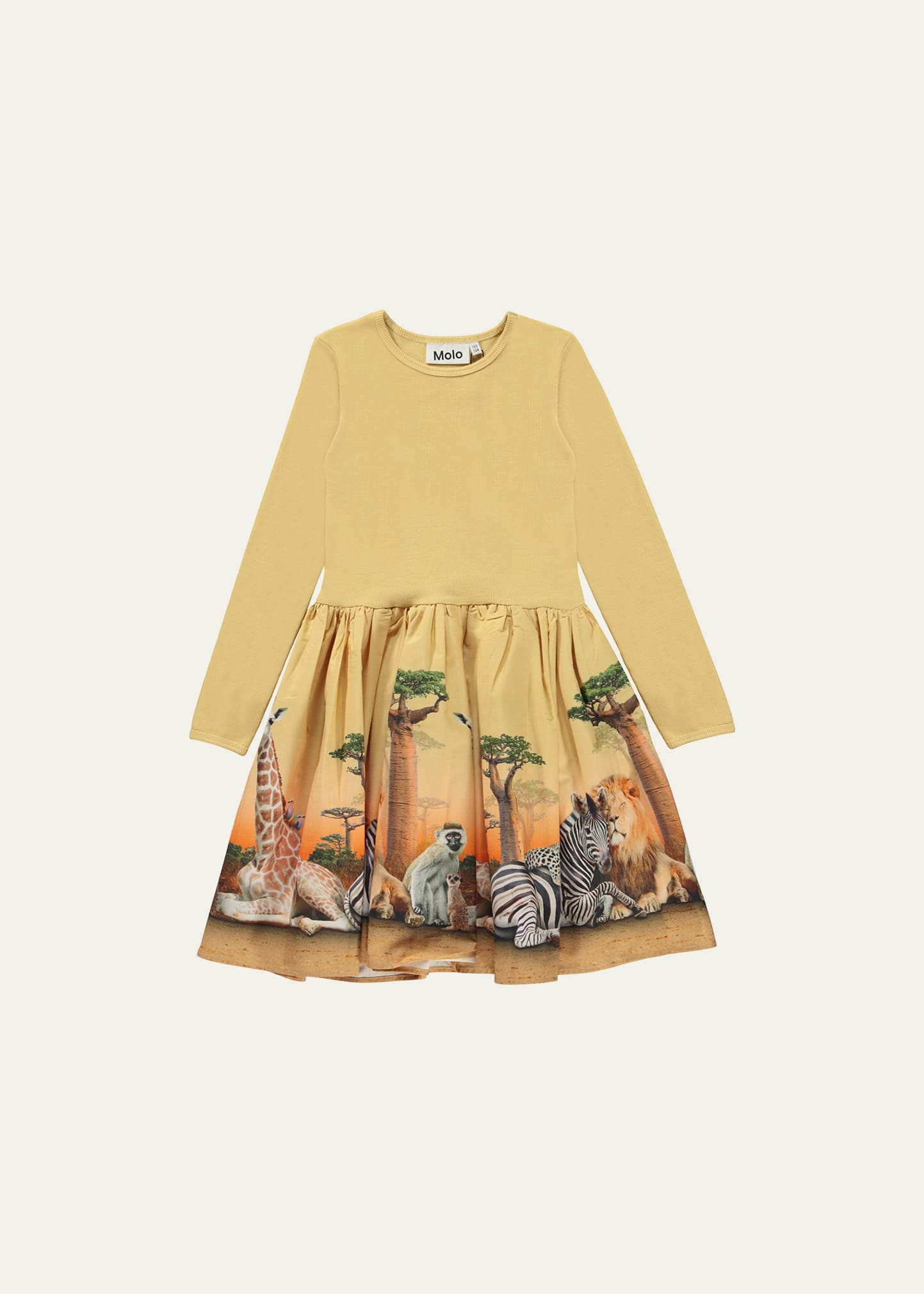 Girl's Casie Combo Dress with Animals, Size 8-14