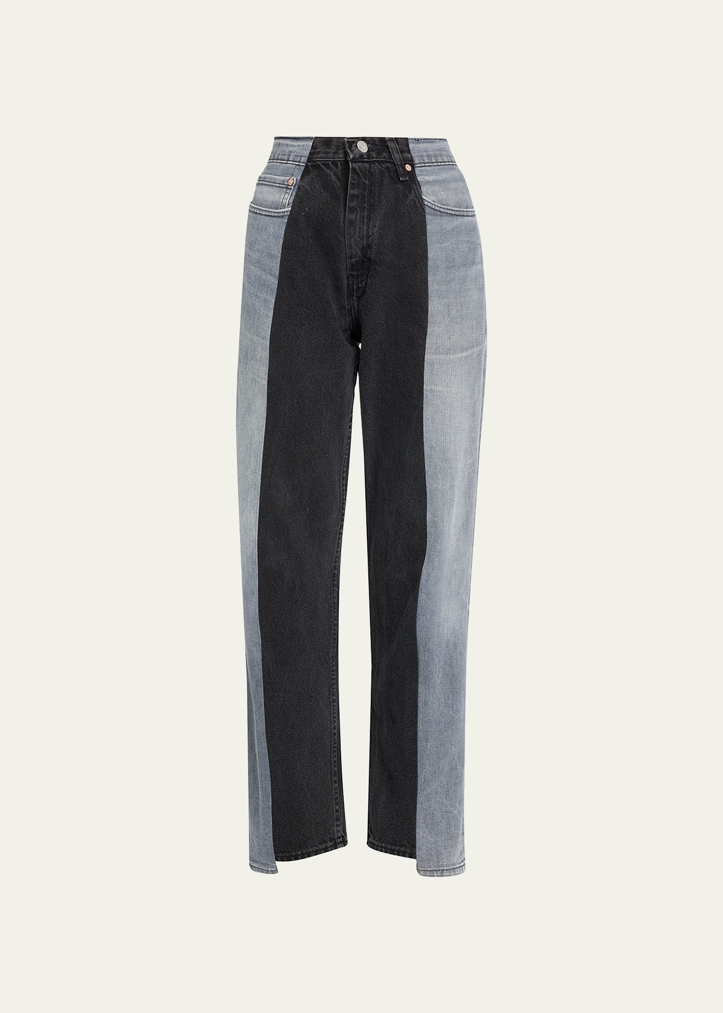 E.l.v Denim High-rise Boyfriend Jeans In Greyblack