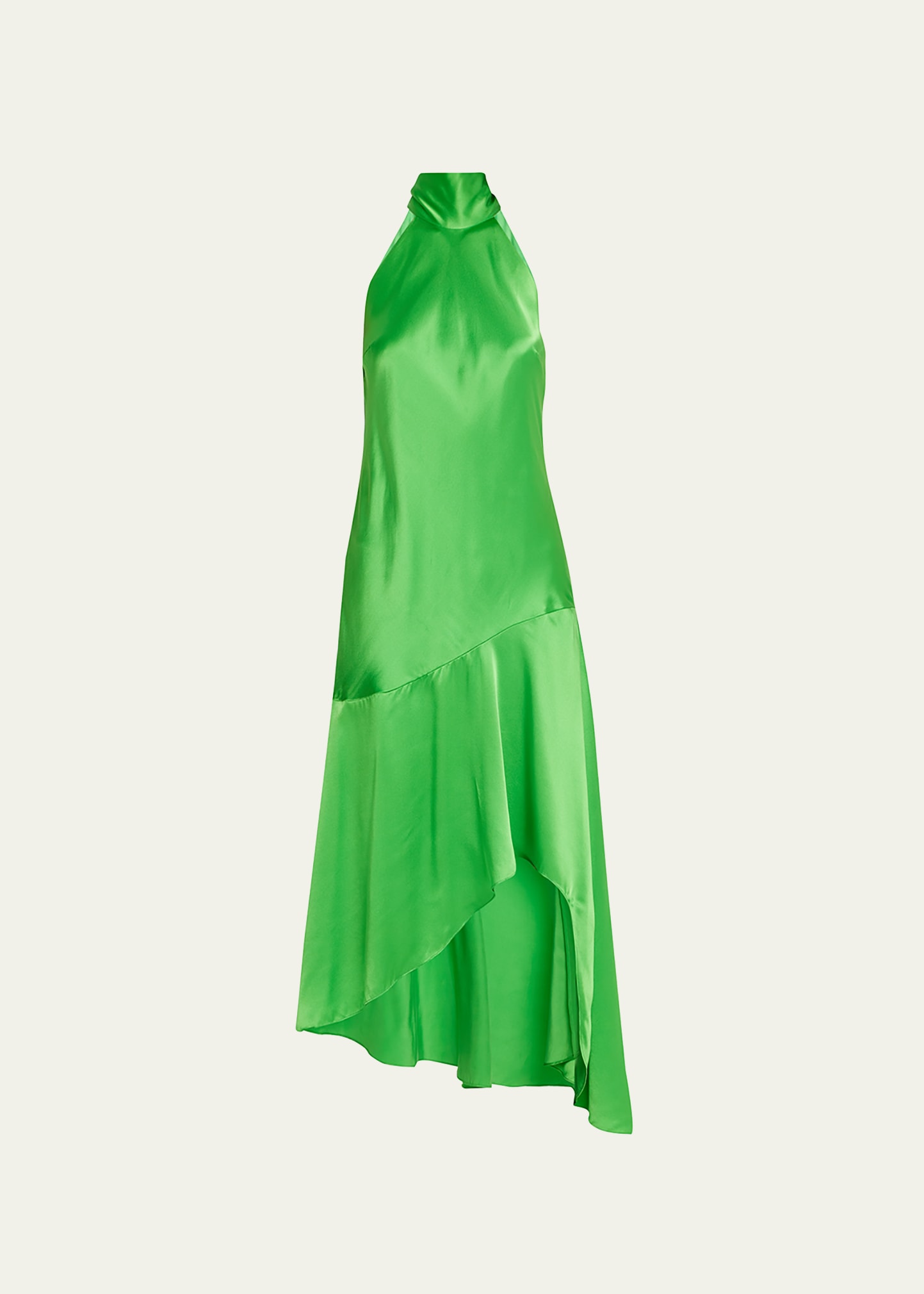 Frame Silk High-low Halter Midi Dress In Bright Per