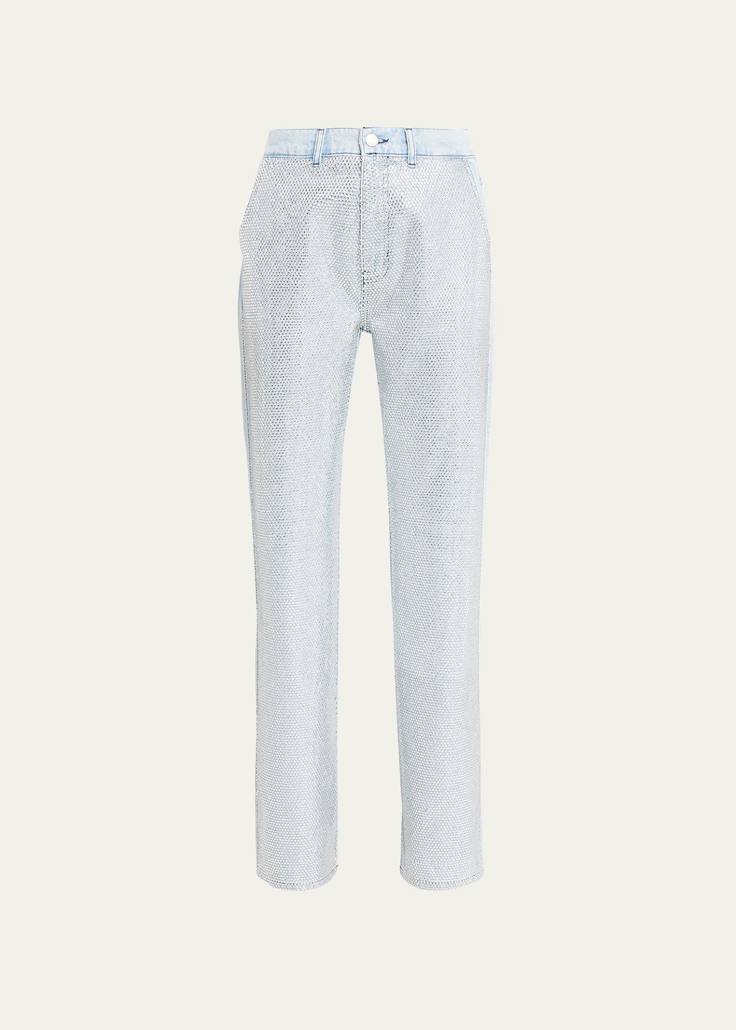 Frame Le Jane High Rise Straight Rhinestone Jeans In Glitz