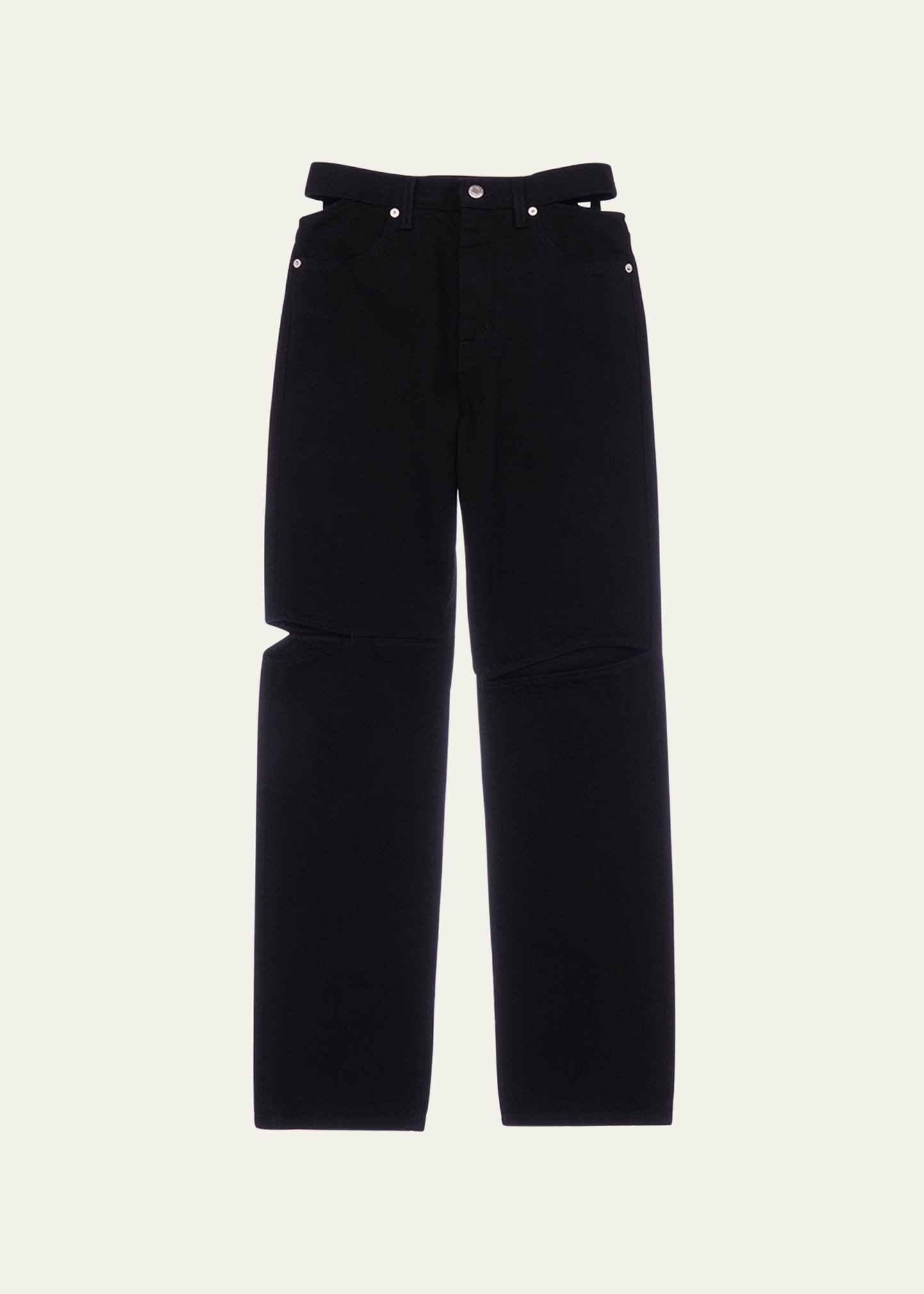Mid-Rise Cut-Out Straight Jeans