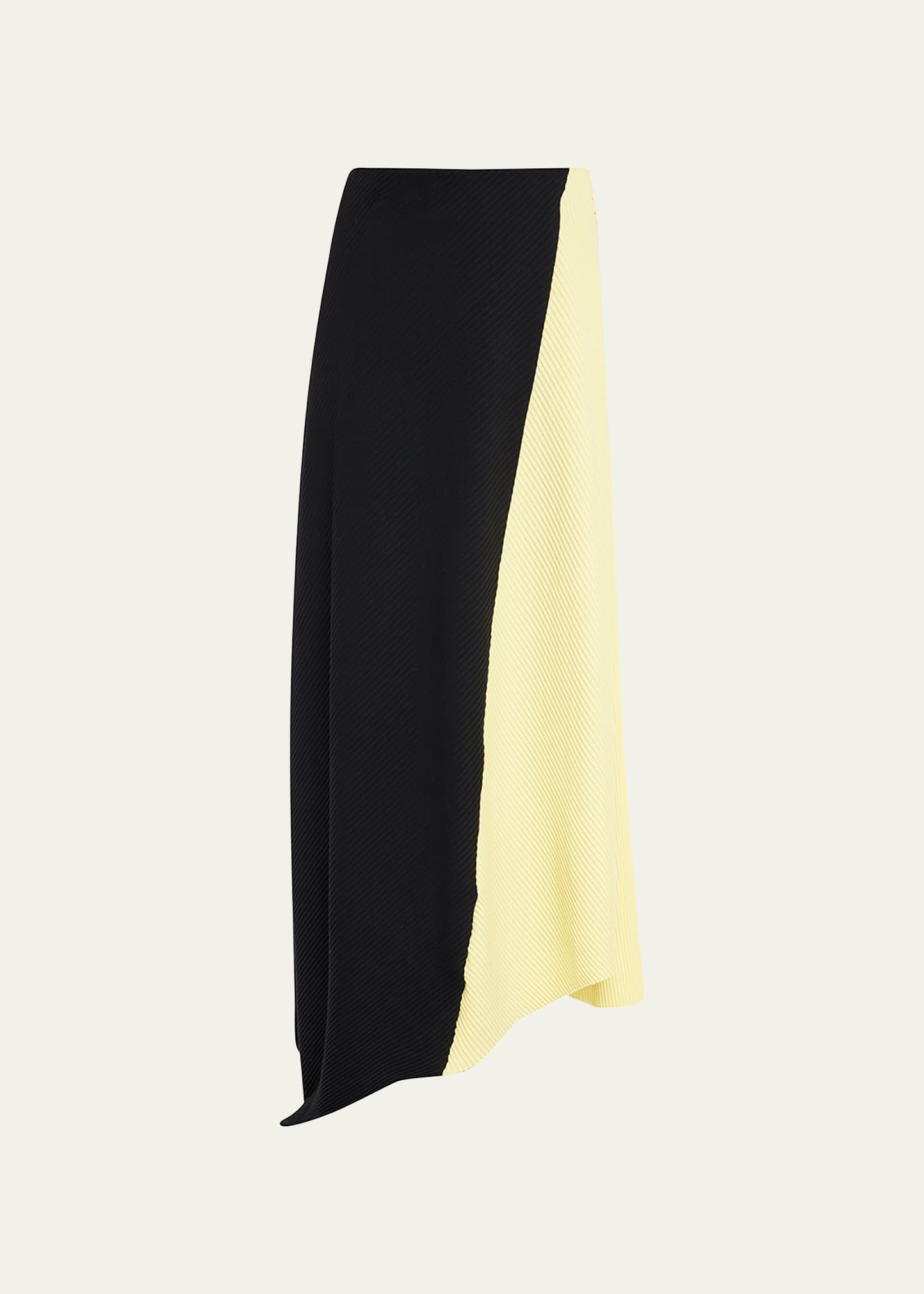 Panelled Drapey Ribbed Cotton Midi Skirt