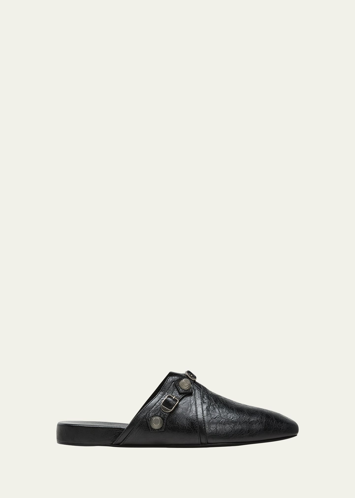 Balenciaga Slippers And Hooves Cozy Cagole Man Leather Black In Ivtaup-b.g