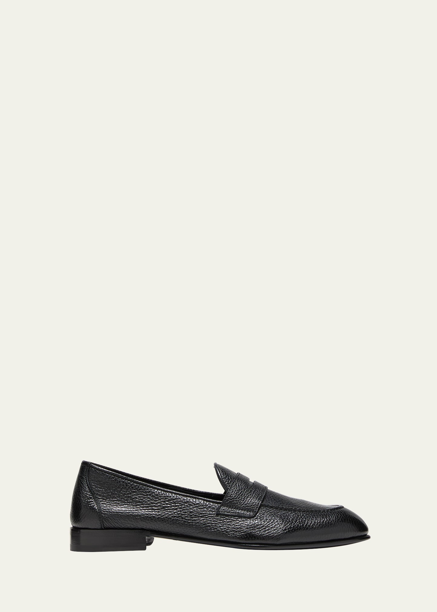 Brioni Men's Appia Deerskin Penny Loafers In Black