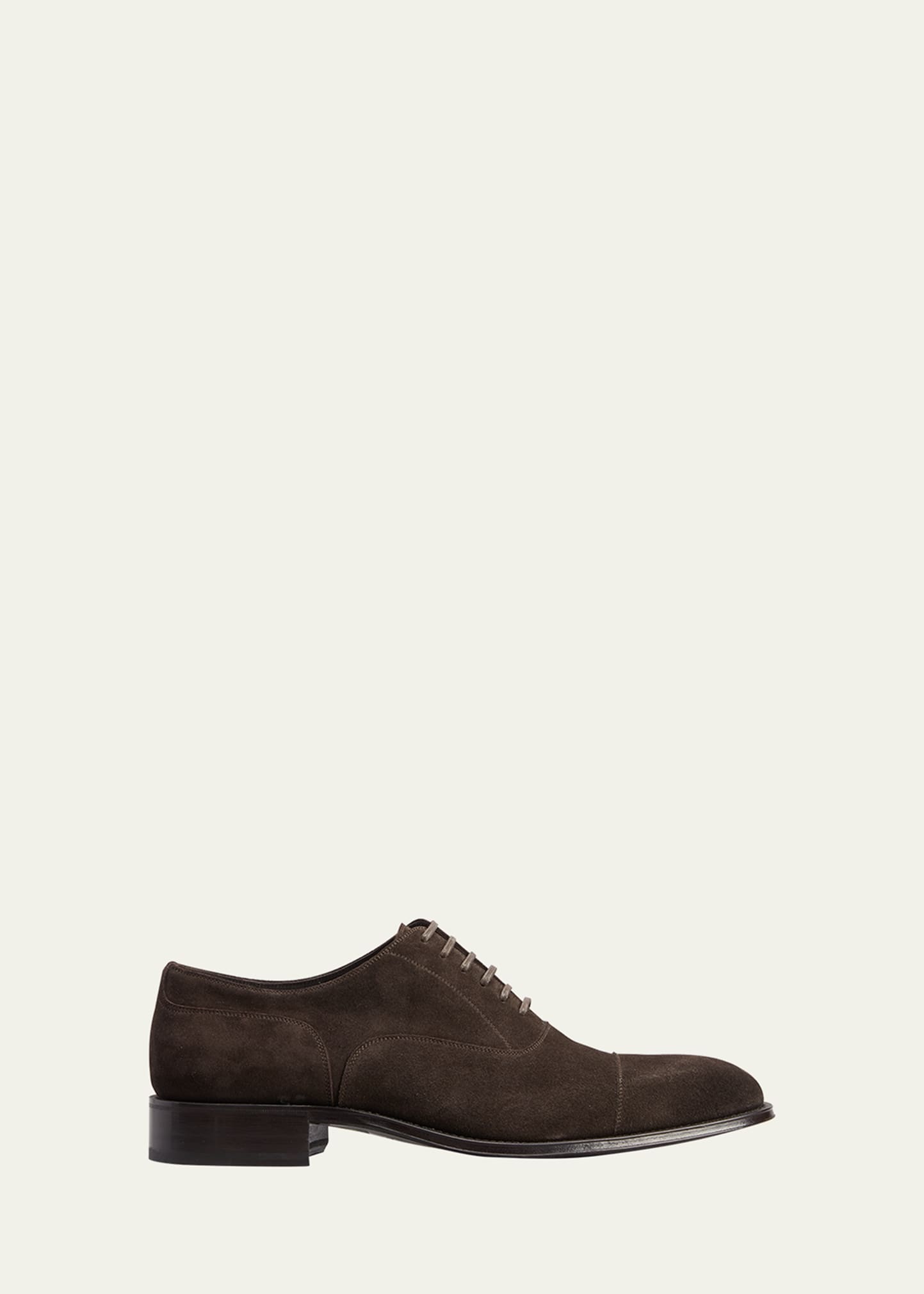 Shop Tom Ford Men's Clayton Cap Toe Suede Oxfords In Chocolate