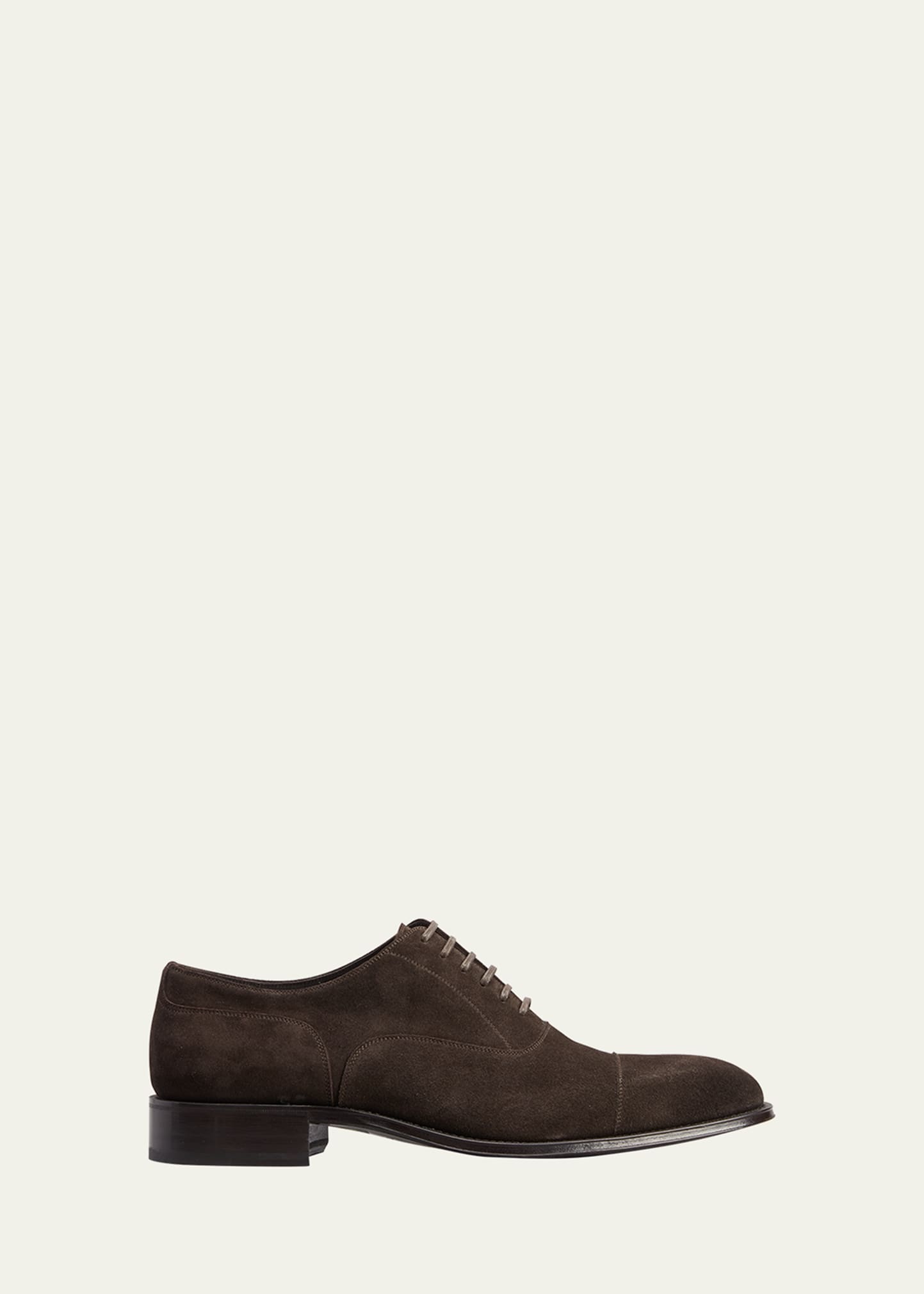 Tom Ford Men's Clayton Cap Toe Suede Oxfords In Chocolate