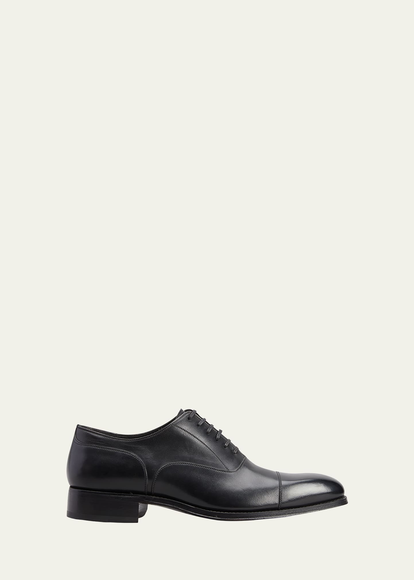 Tom Ford Men's Clayton Cap Toe Leather Oxfords In Black