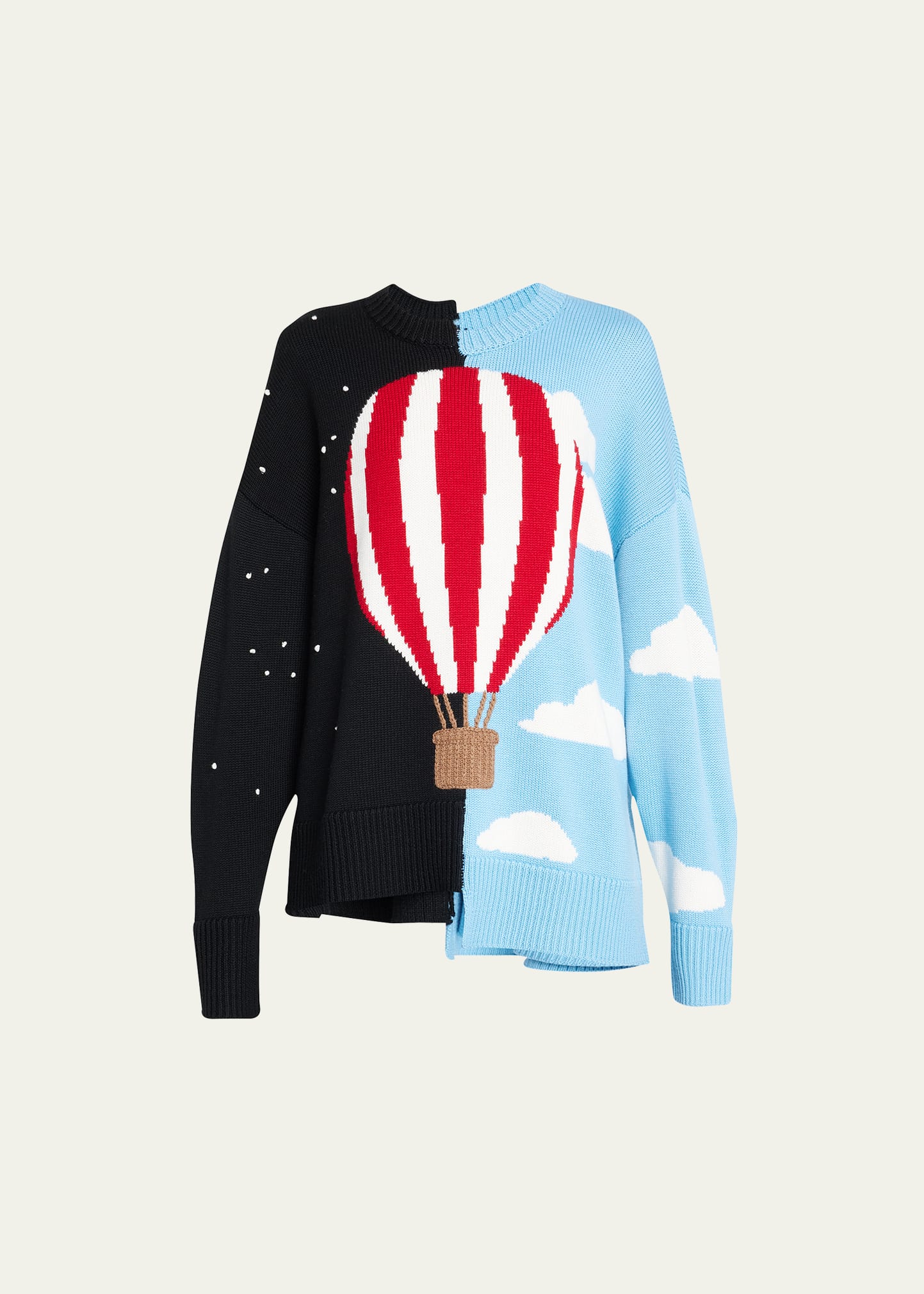 Balloon Intarsia Asymmetric Patchwork Sweater