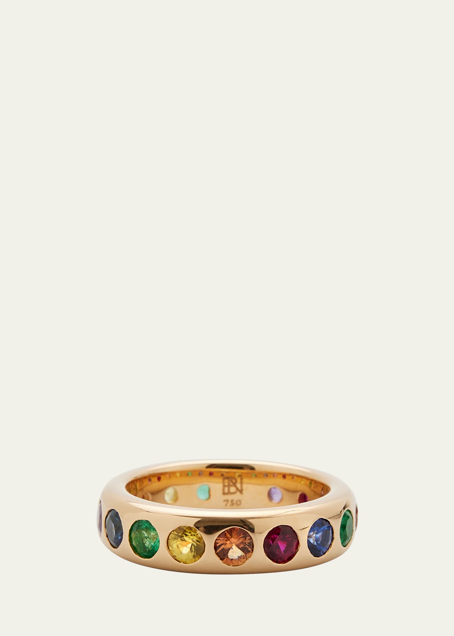 18k Yellow Gold Flush Mount Rainbow Ring