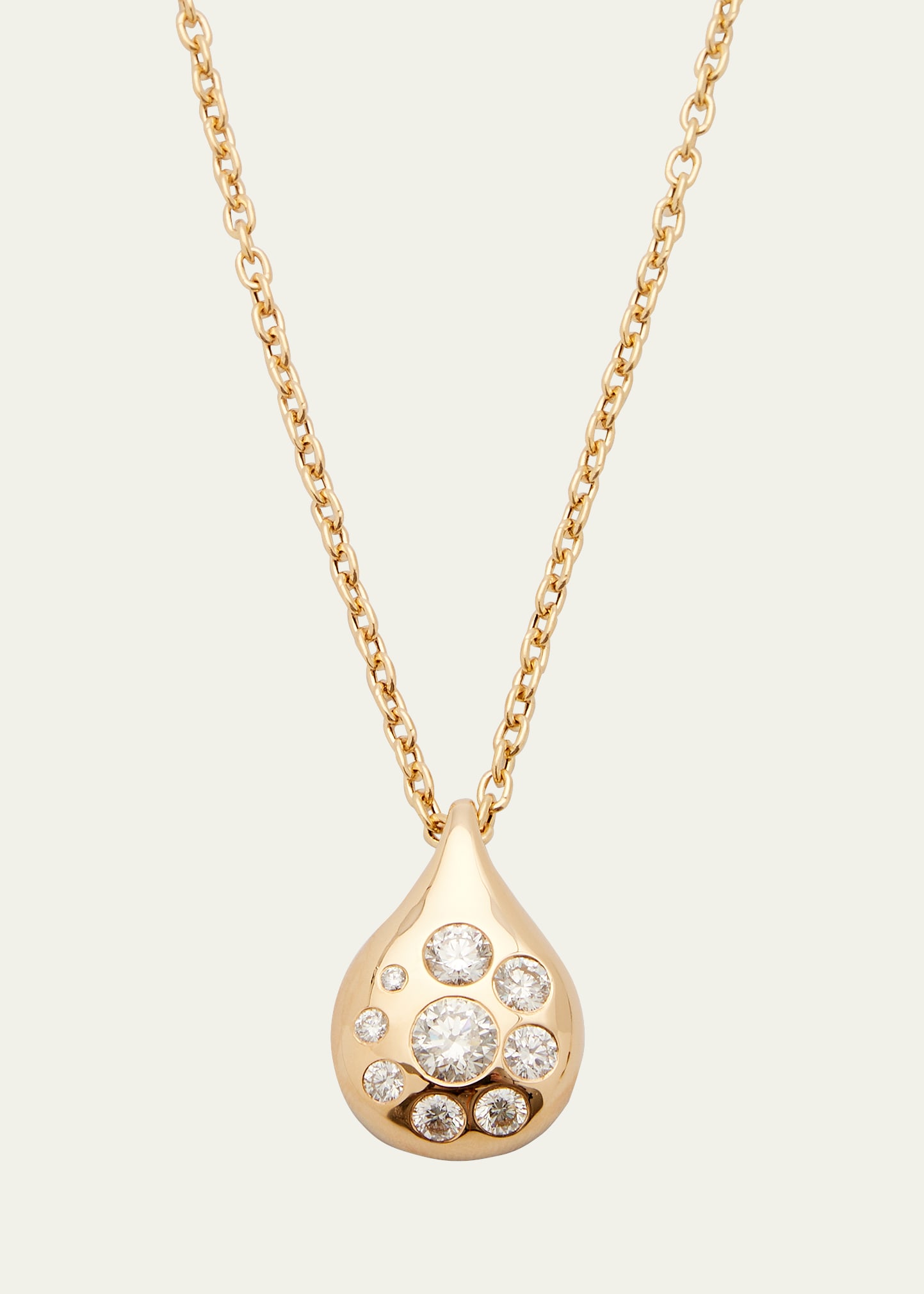 Large Petal Pendant Necklace with Diamond Rounds