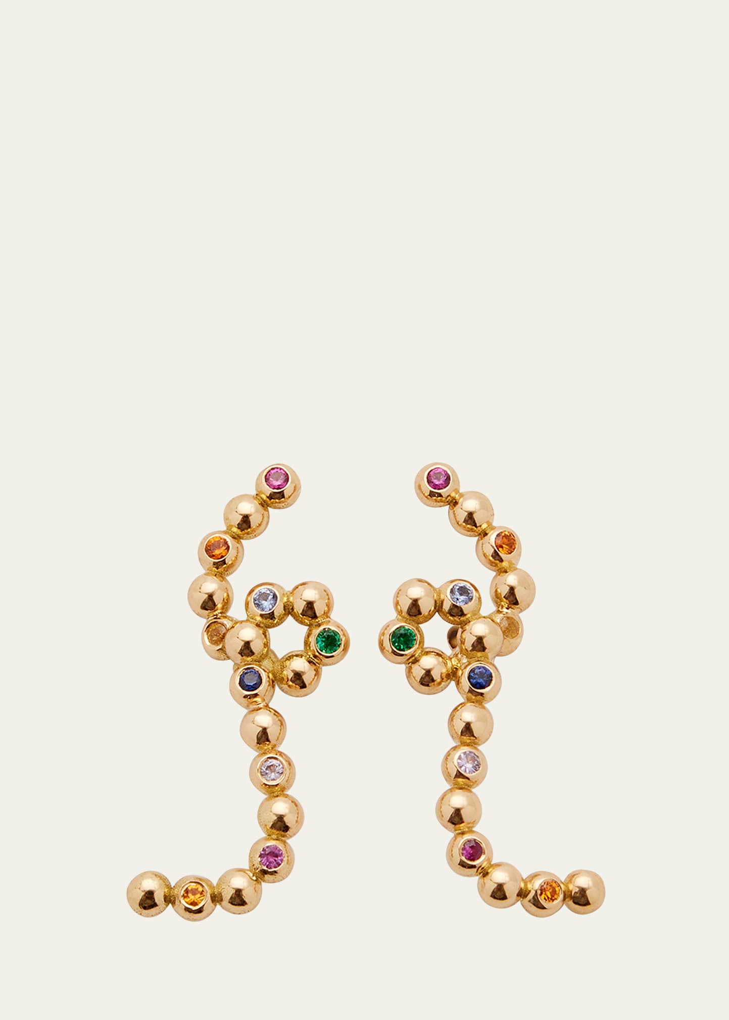 18k Yellow Gold Sapphire Thread Knot Earrings