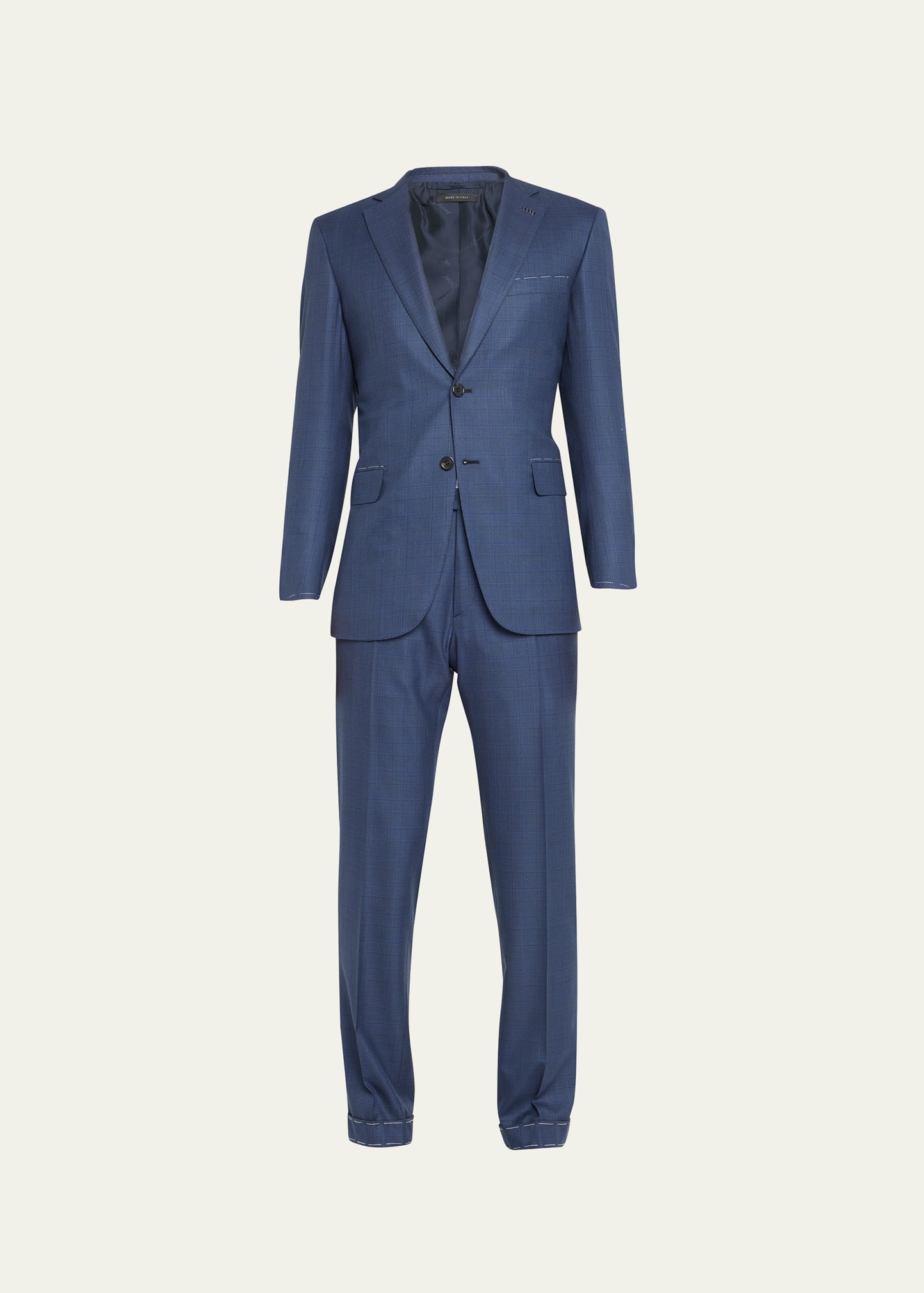 Shop Brioni Men's Super 180s Plaid Wool Suit In Sapphire