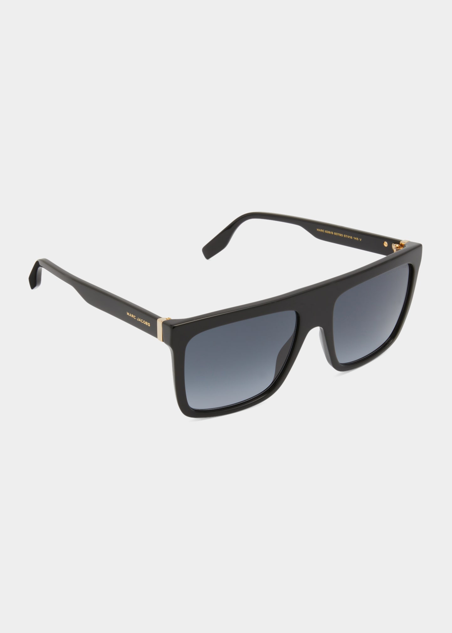 Marc Jacobs Rectangle Acetate Shield Sunglasses In 807 Black