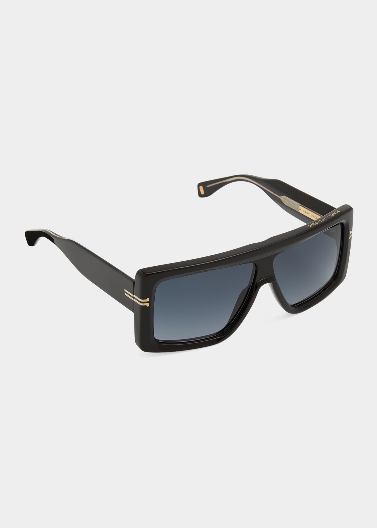 Marc Jacobs Flat-top Rectangle Acetate Sunglasses In 7c5 Black Crystal