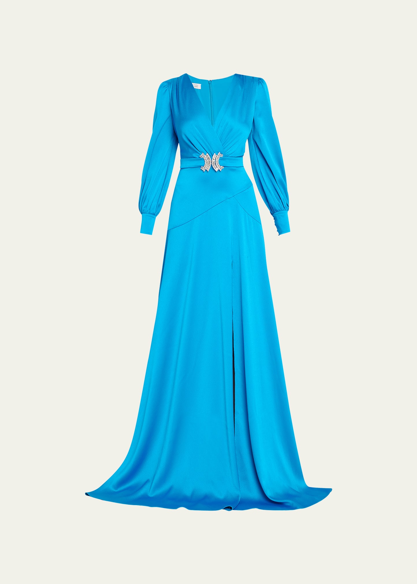 Crystal-Embellished Hammered Satin Gown