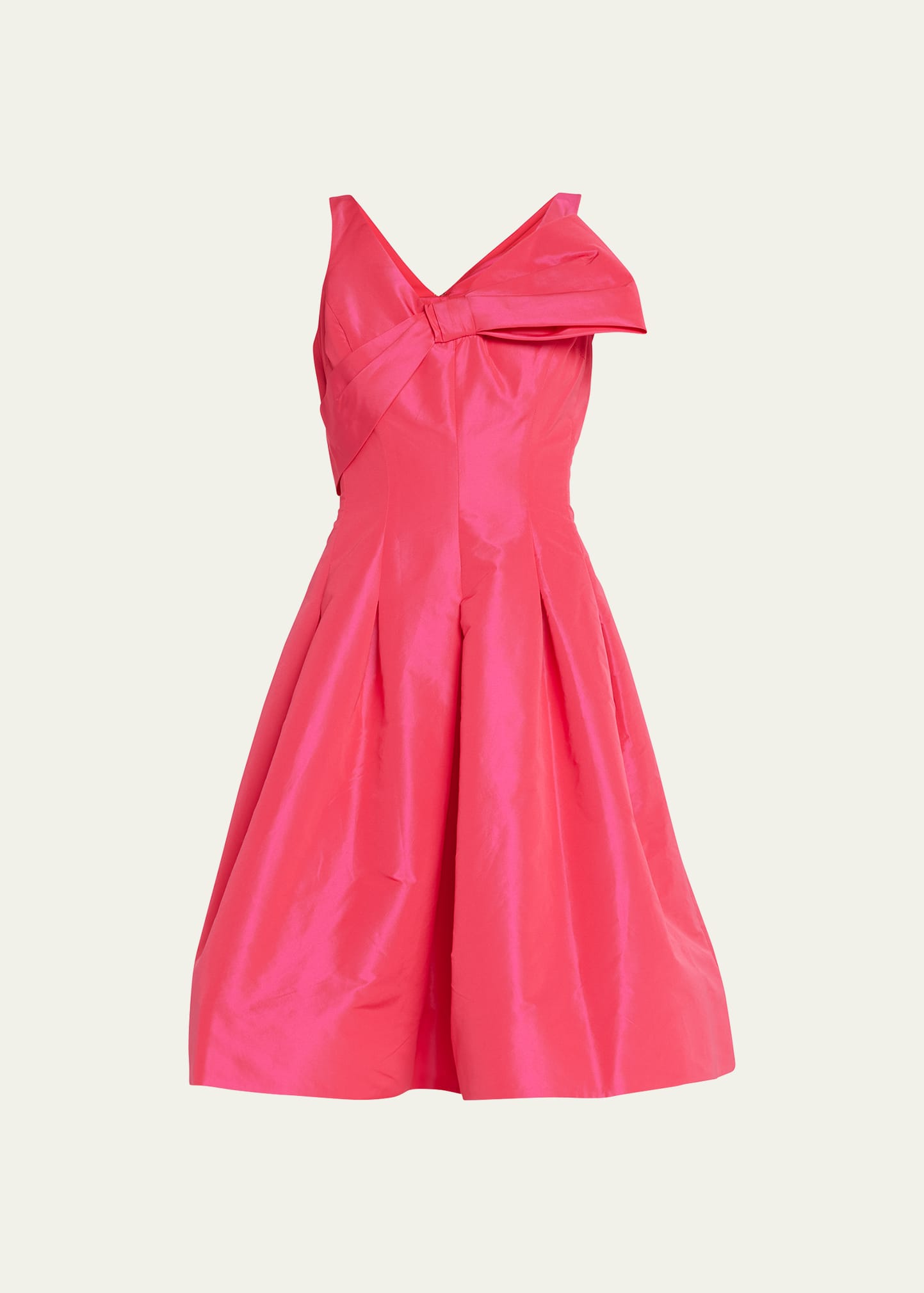 Pleated Bow-Front Fit-&-Flare Dress