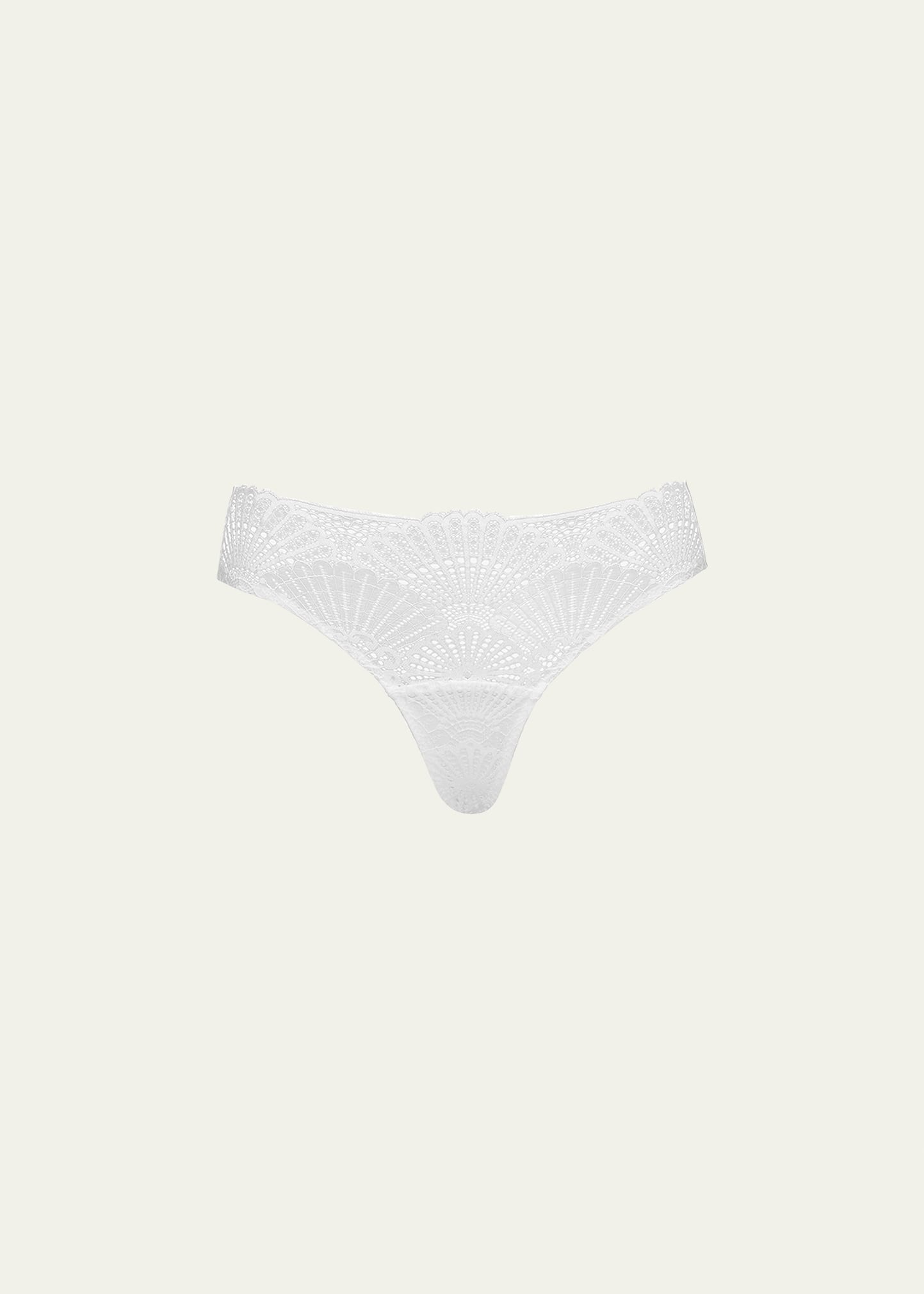 Shop Commando Butter And Lace Mid-rise Thong In White