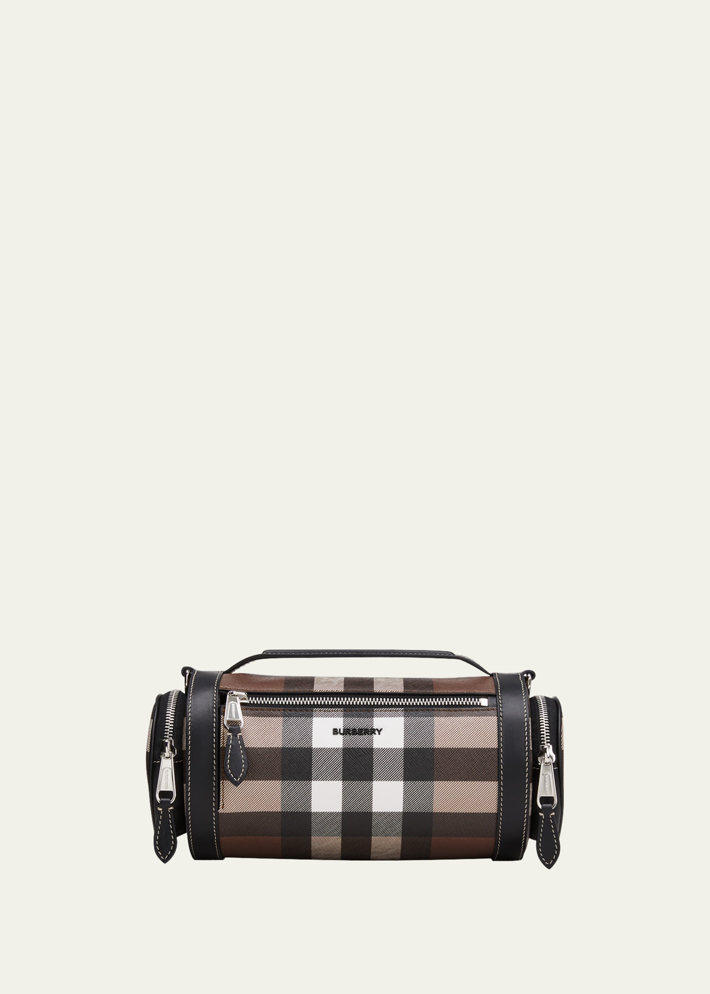 Men's Check and Leather Crossbody Sound Bag