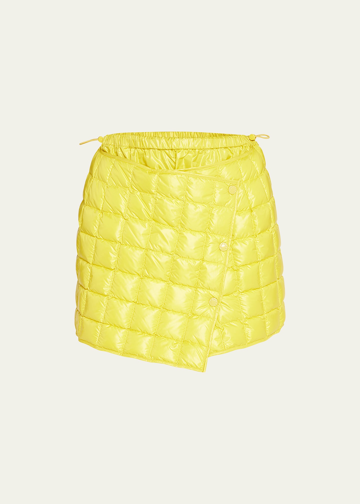 Moncler Quilted Glossed-shell Down Mini Wrap Skirt In Open Yellow