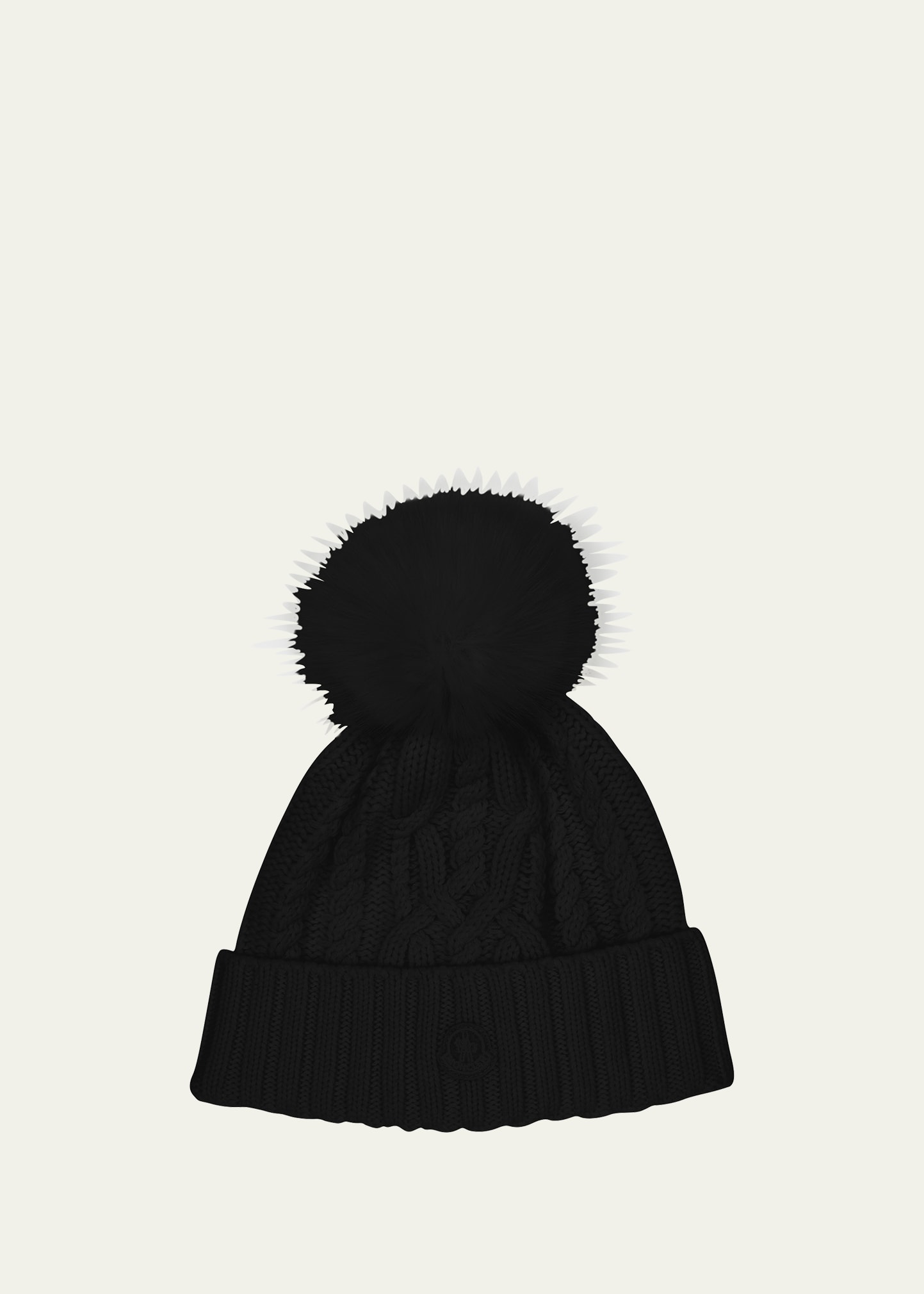 Cashmere Knit Beanie w/ Faux Fur Pom