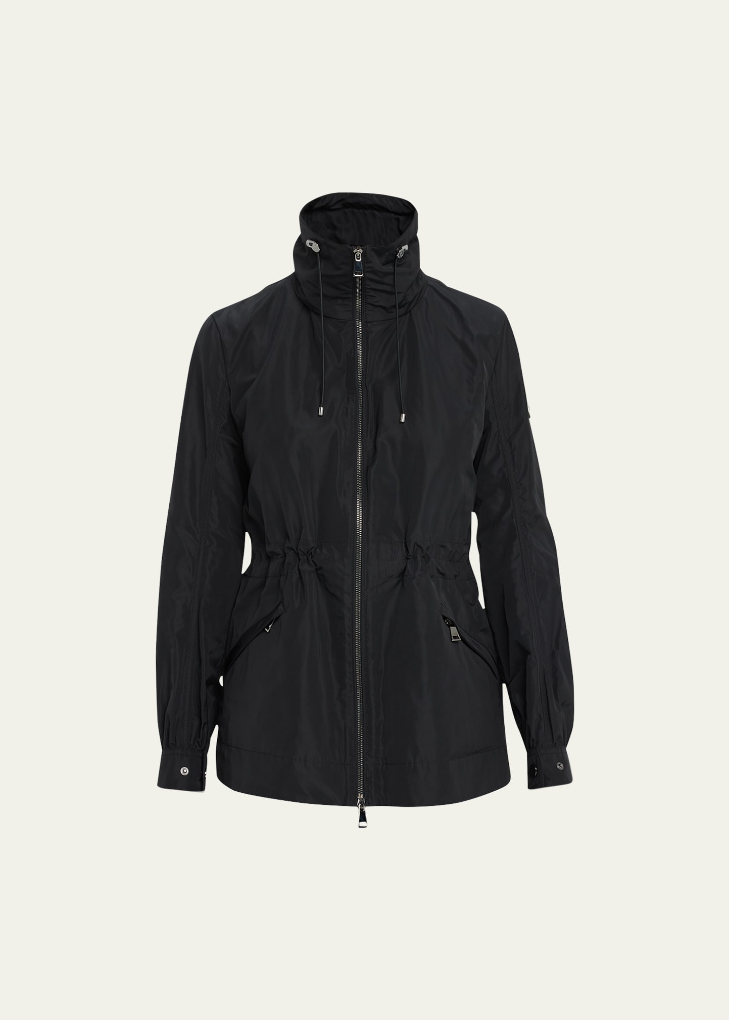 Moncler Enet Technical Twill Parka With Adjustable Hood In Black