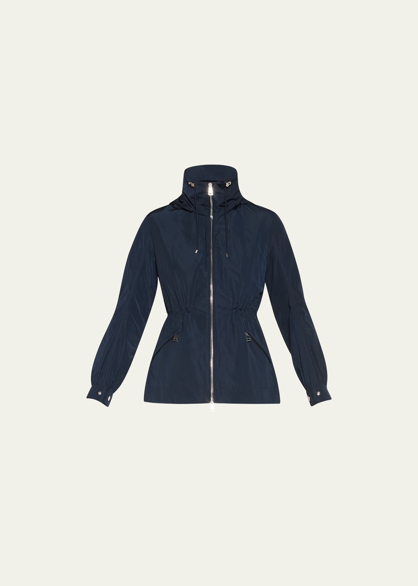 Moncler Enet Short Parka Nylon Jacket In Navy