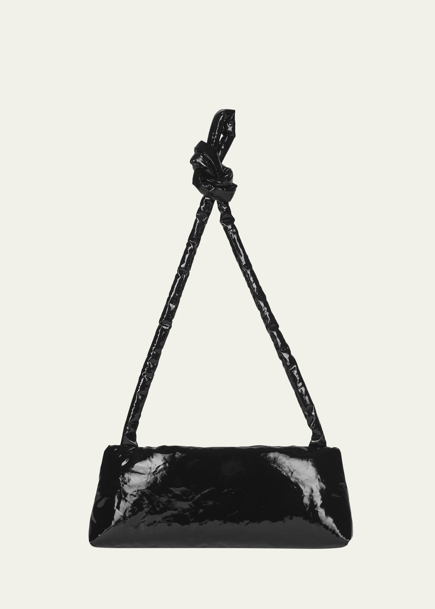 Kassl Knot Padded Oil-coated Shoulder Bag In 0001 Black