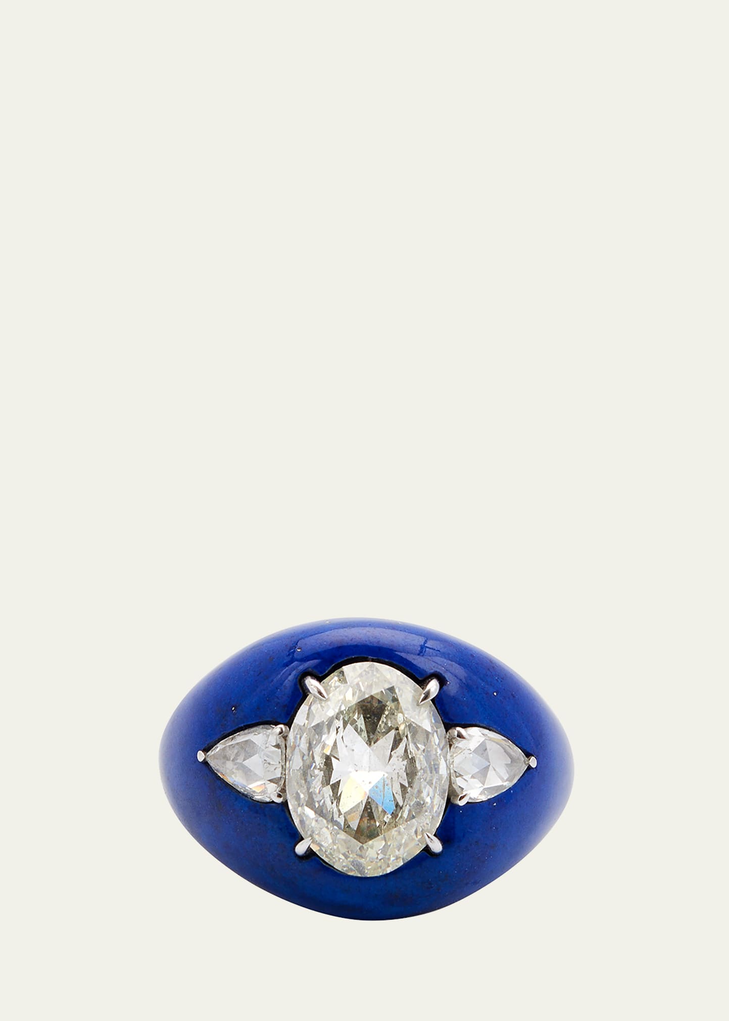 White Gold Ring with Diamonds and Lapis Lazuli