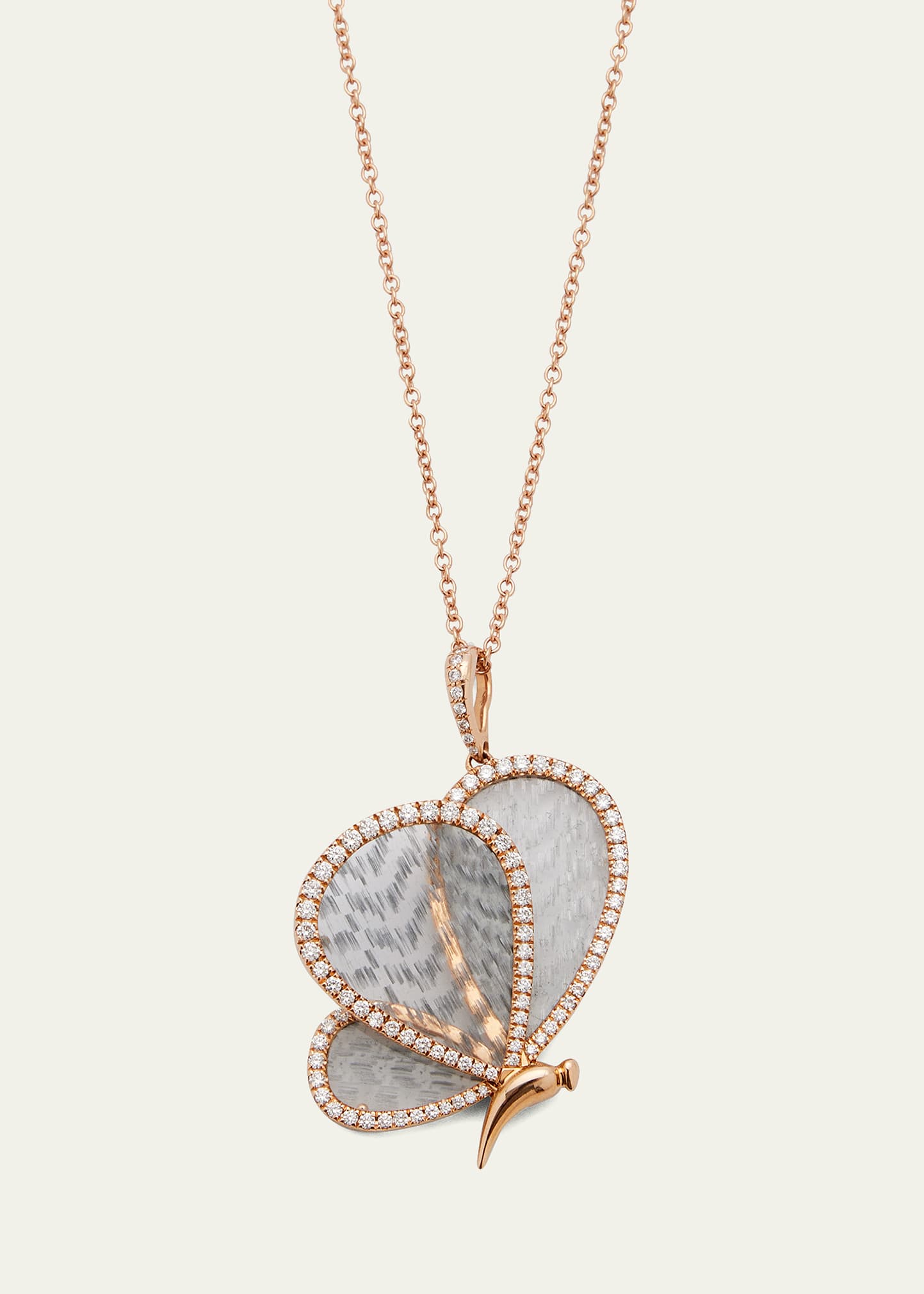 Rose Gold Butterfly Pendant with Diamonds