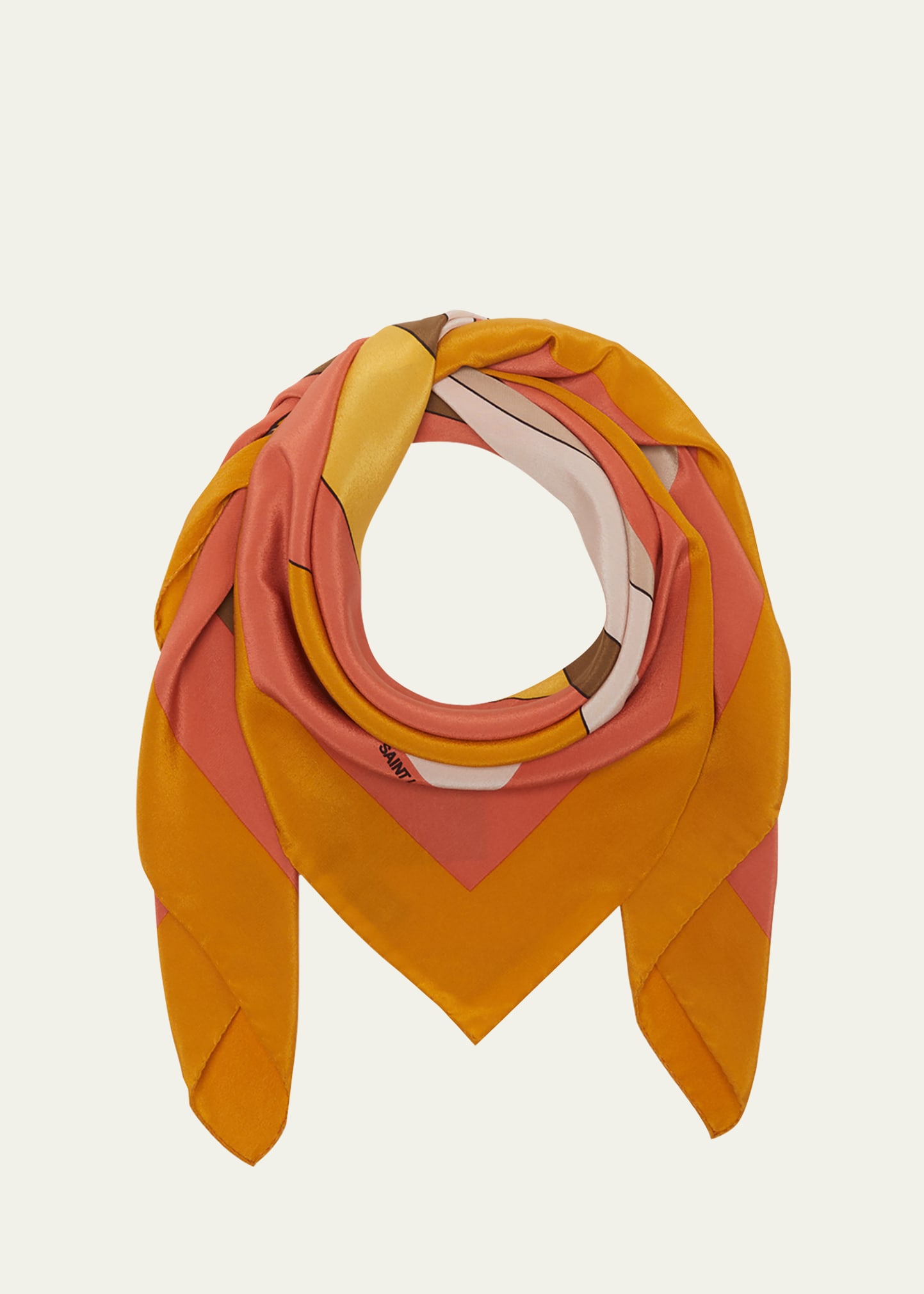 Shop Saint Laurent 70s Flower Square Scarf In Tangerine/multico