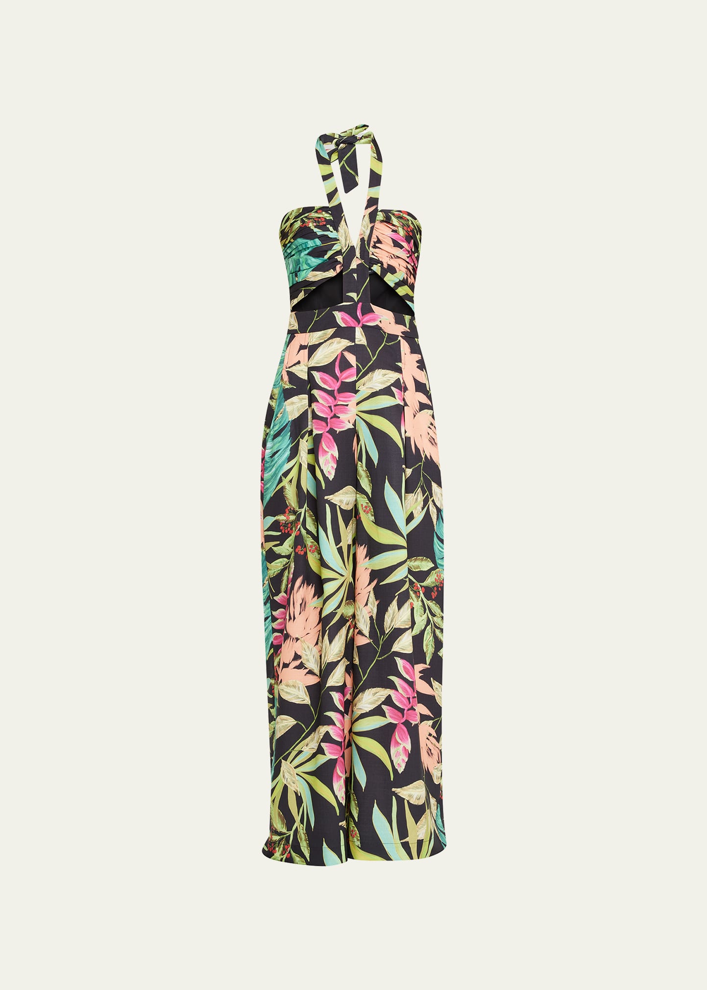 Tropicalia Halter Cutout Wide-Leg Jumpsuit