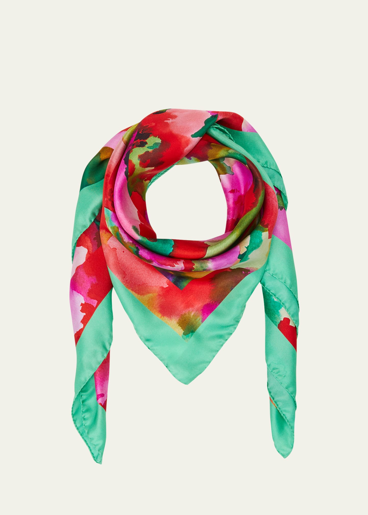 MAX MARA: silk blend scarf with jacquard monogram - Pink