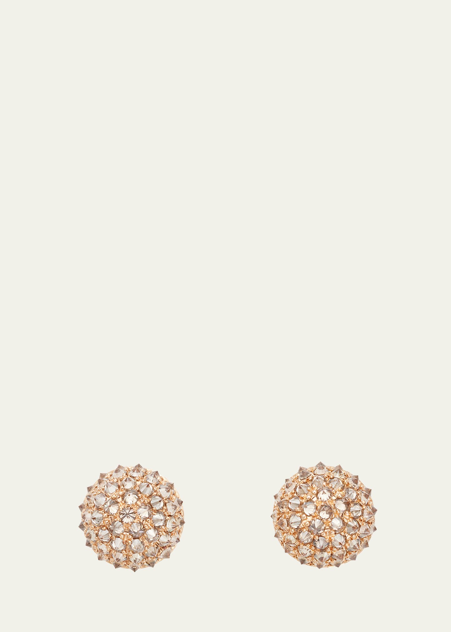 Pink Gold Ball Studs With Champagne Diamonds