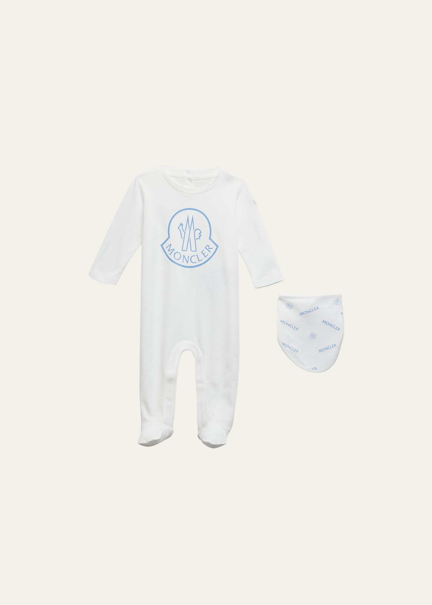 Boy's Bell Logo Footie And Logo-Print Bib Set, Size Newborn-18M